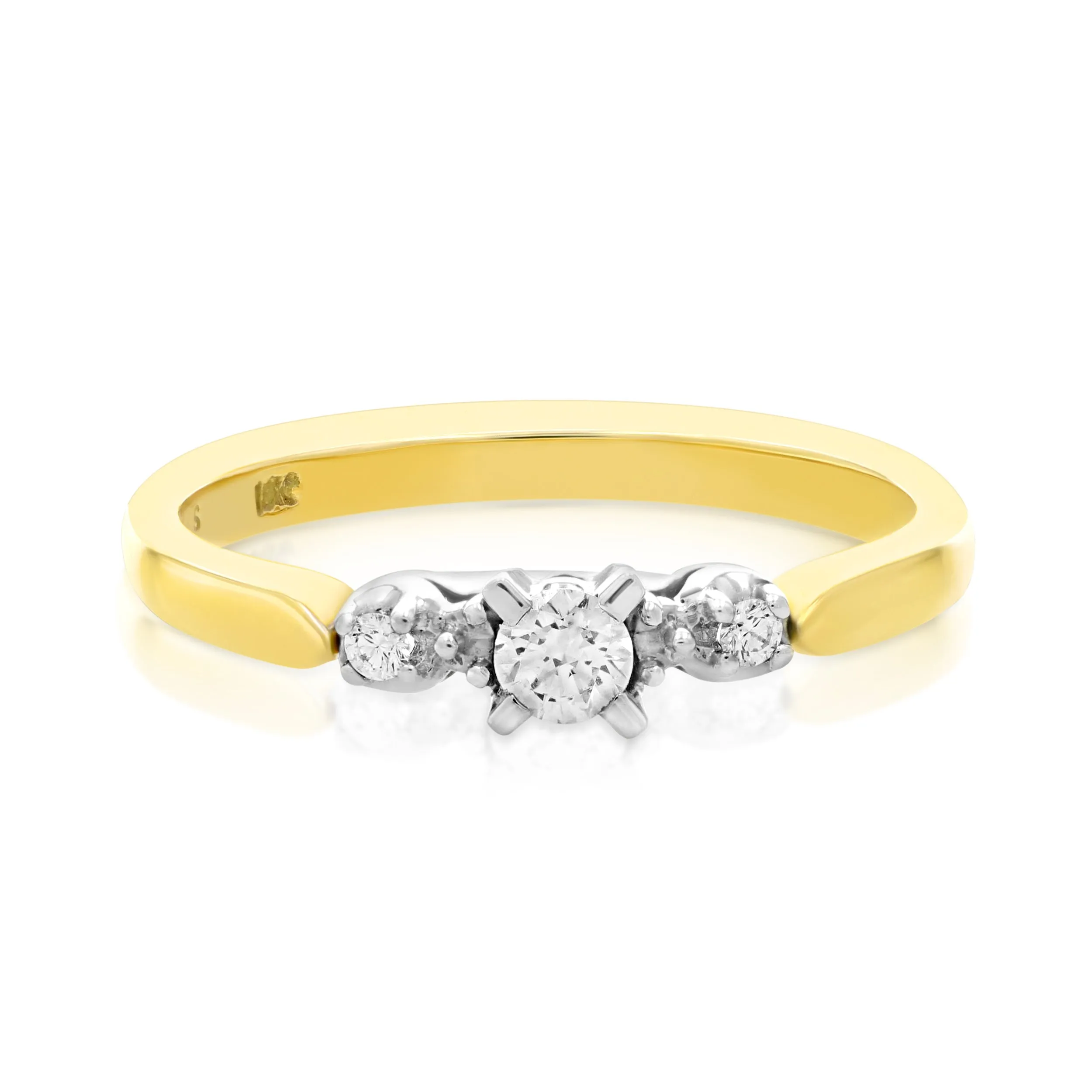 0.14 cttw Diamond 3 Stone Ring 18K Yellow Gold Engagement Bridal