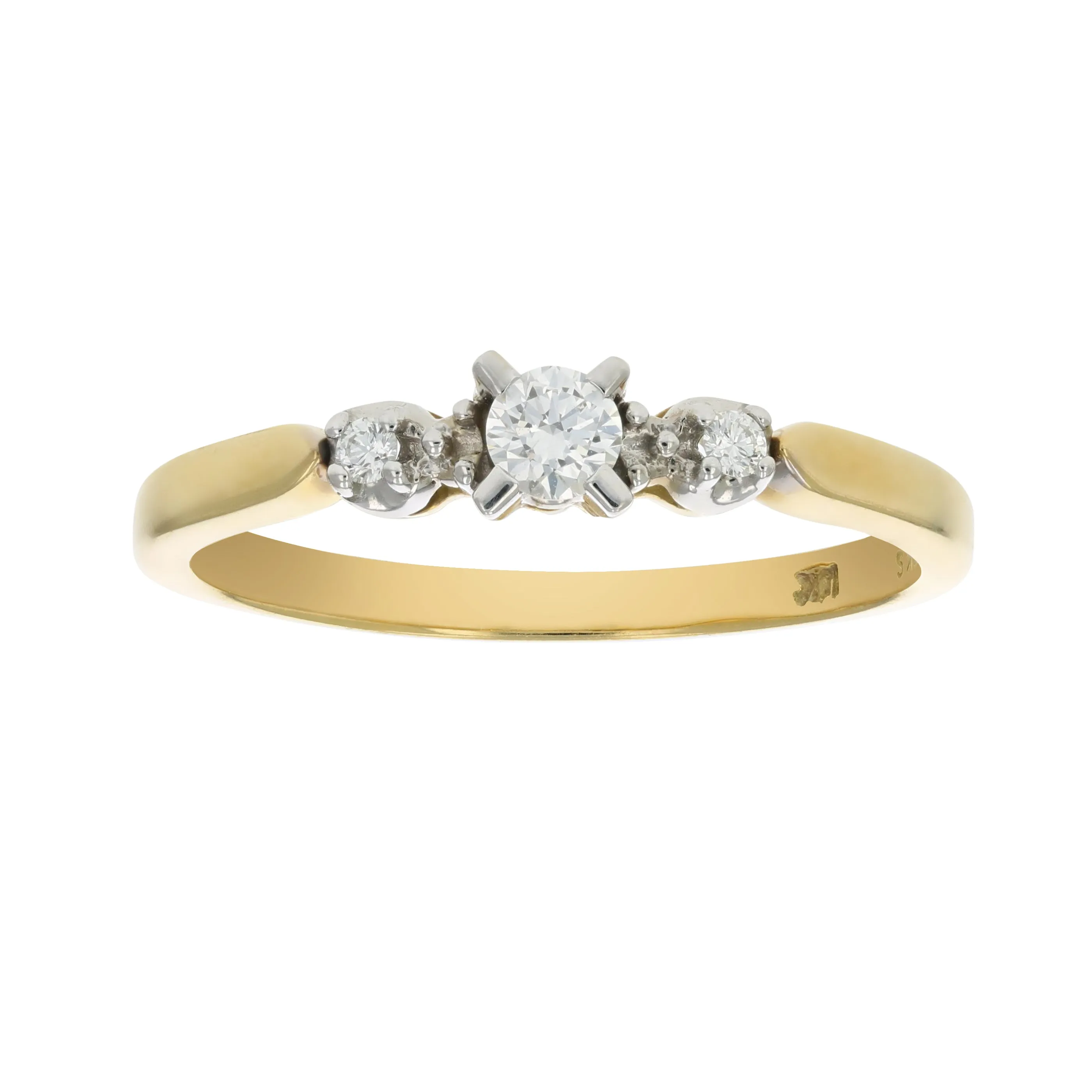 0.14 cttw Diamond 3 Stone Ring 18K Yellow Gold Engagement Bridal