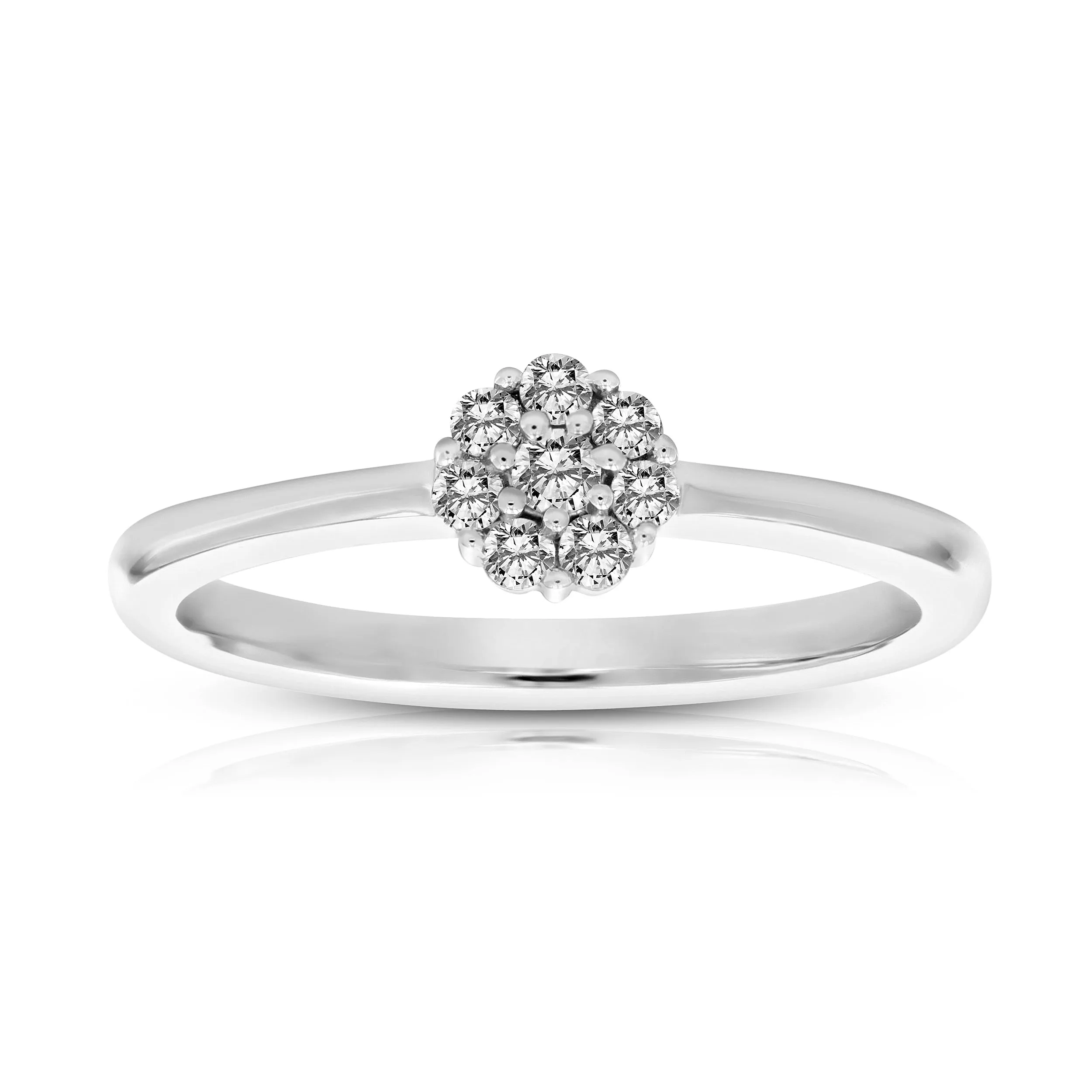 0.15 cttw 7-Stone Diamond Cluster Composite Ring 10K White Gold Bridal