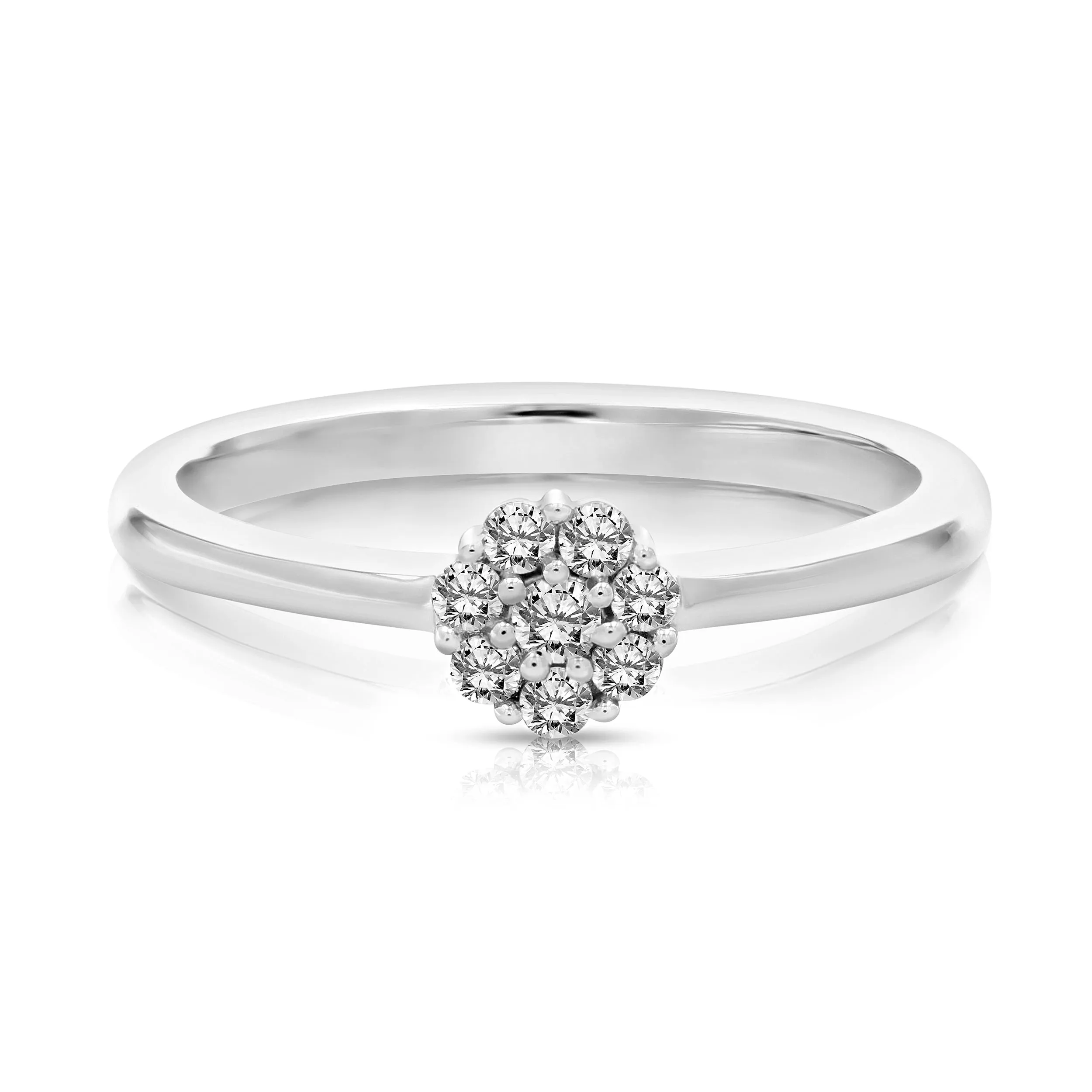 0.15 cttw 7-Stone Diamond Cluster Composite Ring 10K White Gold Bridal