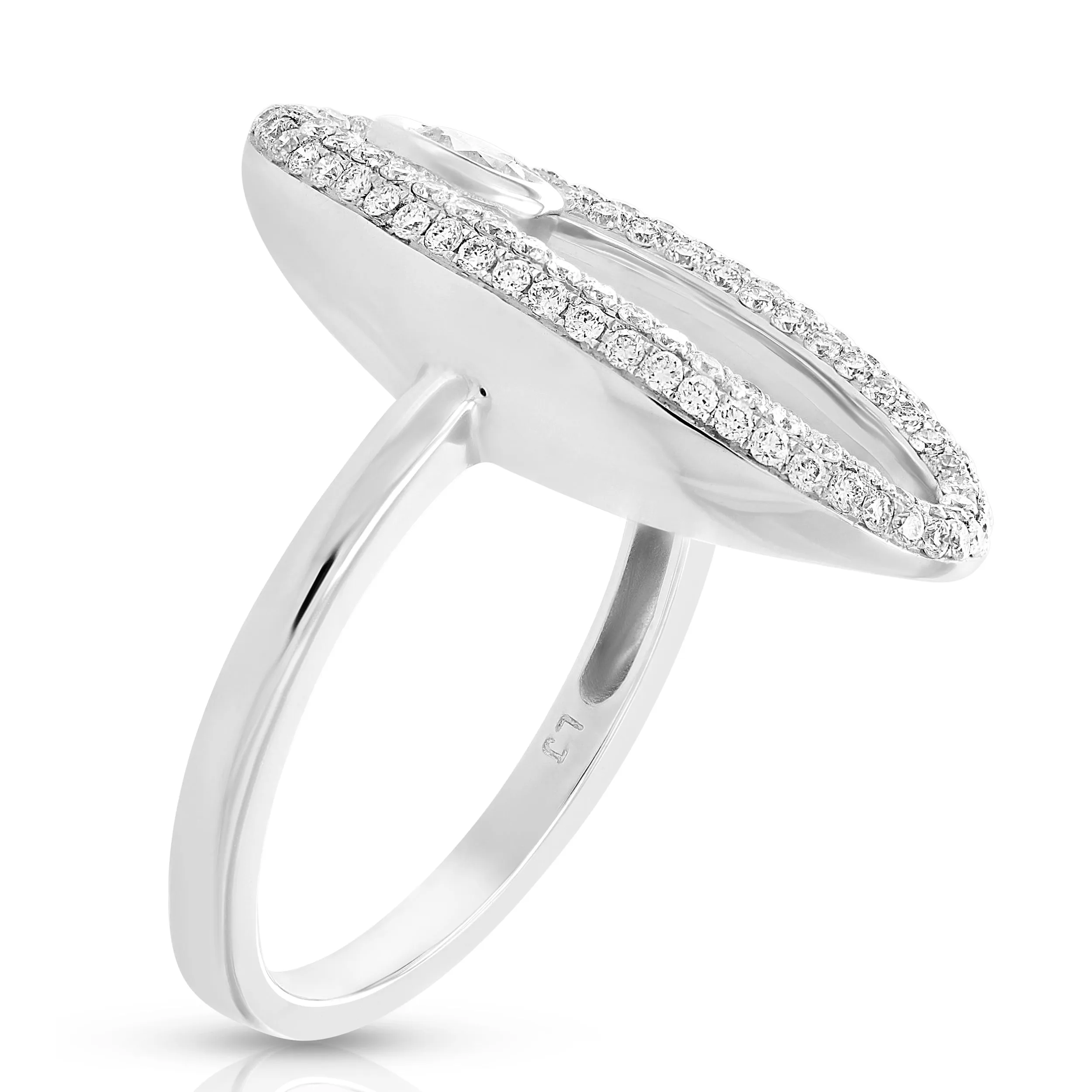 0.90 cttw SI1-SI2 18K White Gold Diamond Oval Ring Engagement Bridal