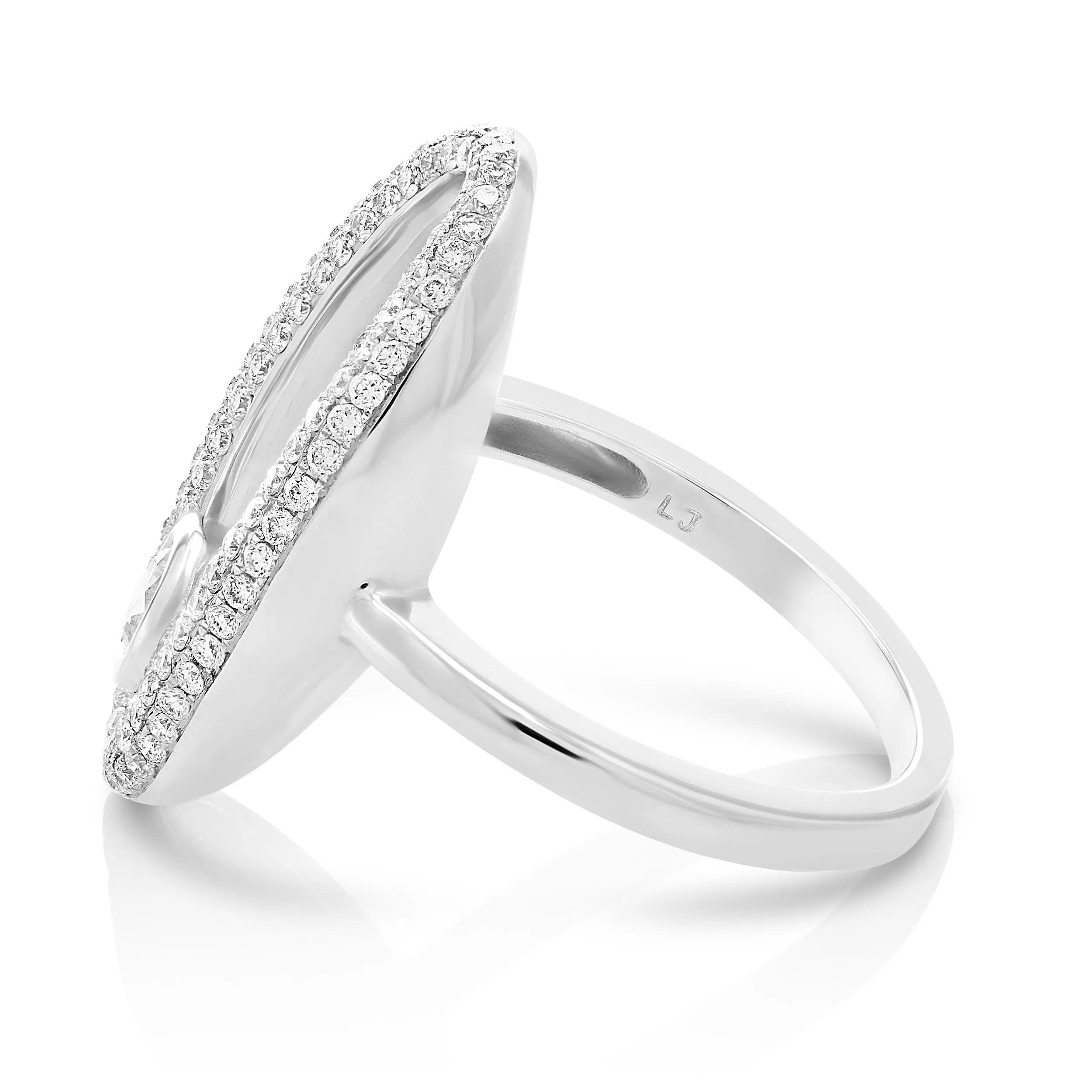 0.90 cttw SI1-SI2 18K White Gold Diamond Oval Ring Engagement Bridal