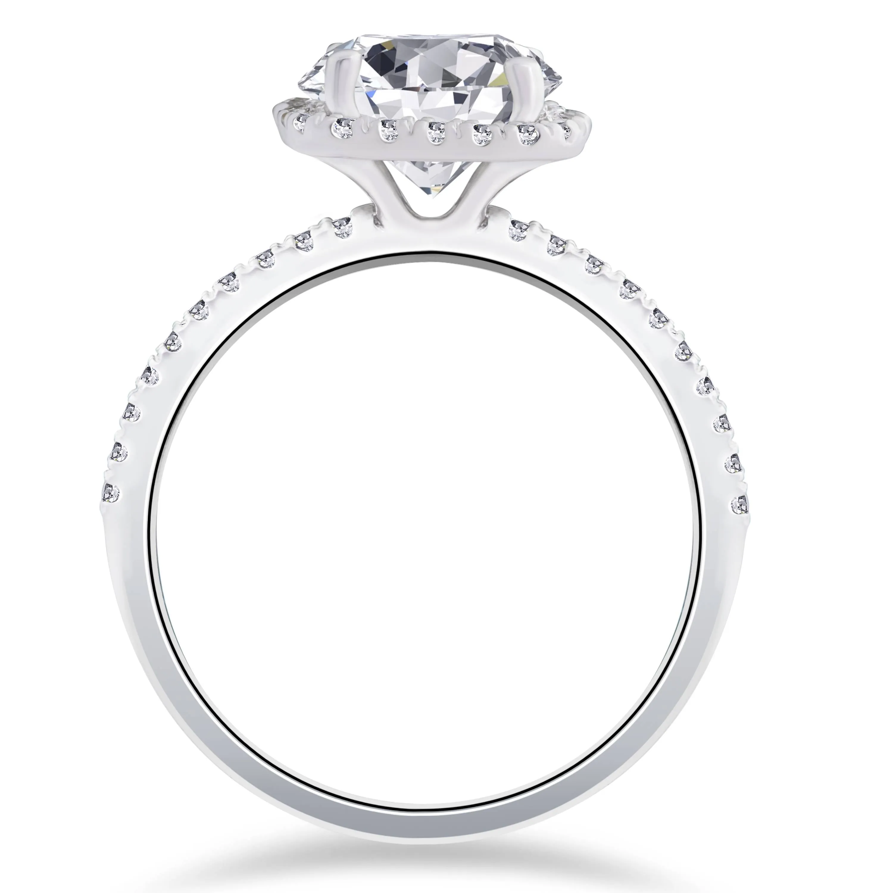 1 3/4 CT Halo Diamond Engagement Ring Round Cut 14K White Gold