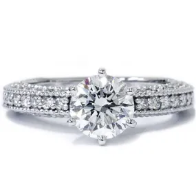 1 5/8ct Vintage Heirloom Diamond Engagement Ring 14K White Gold