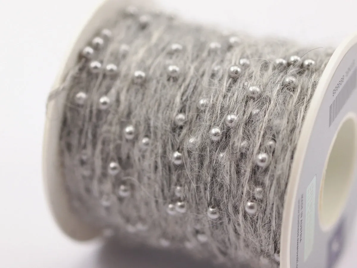 1 Spool - 50 Meters - Swarovski Crystal Yarn, Mohair Yarn, Natural Grey