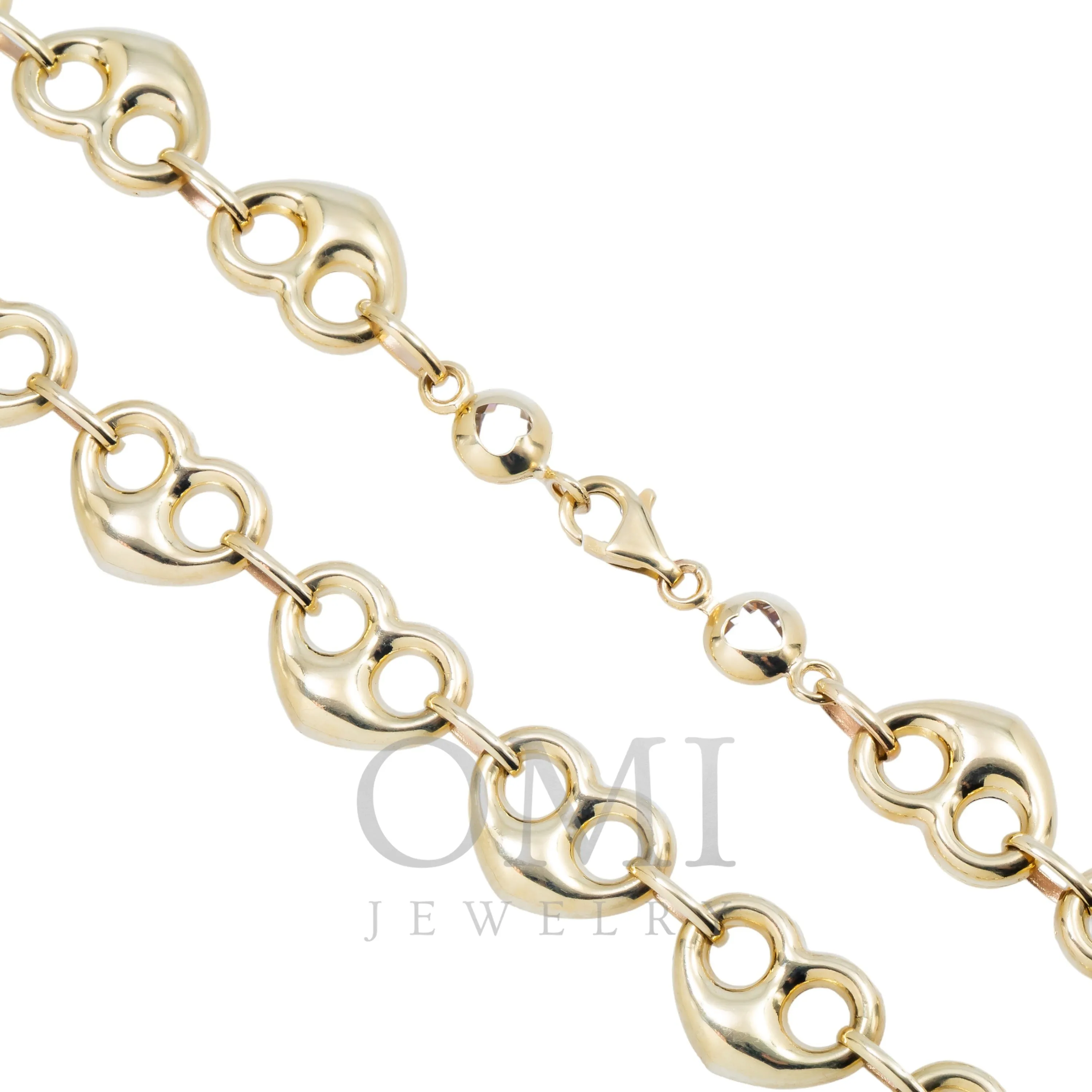 10K GOLD 12.77MM HOLLOW PUFFED HEART SHAPE CHAIN