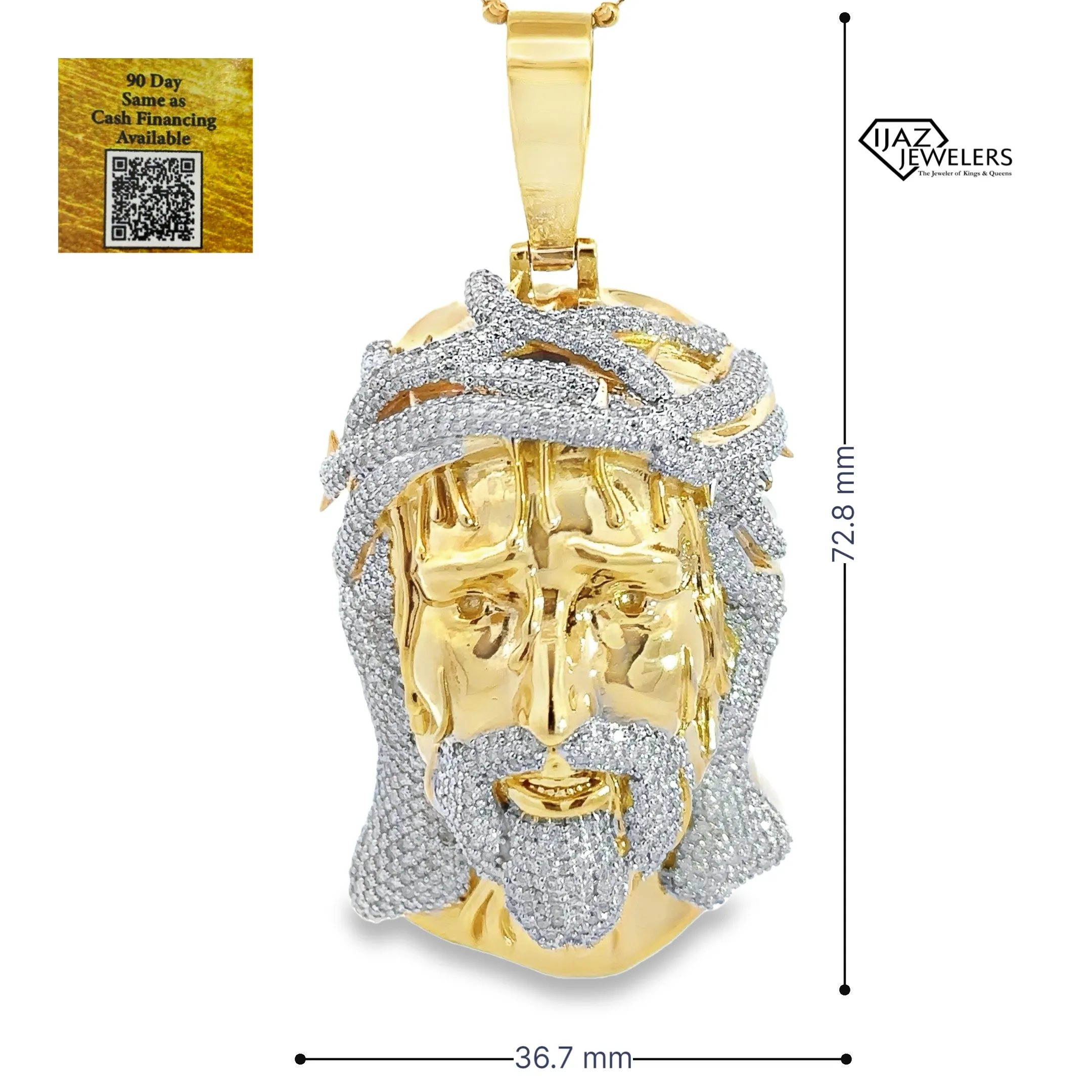 10K Gold 5.36 CTW Diamond Jesus Charm