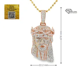 10K Rose Gold 3.35 CTW Diamond Jesus Charm