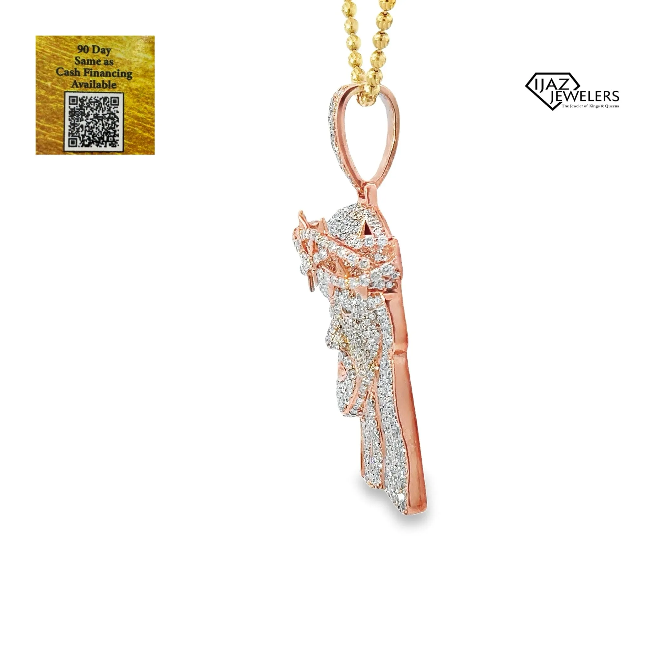 10K Rose Gold 3.35 CTW Diamond Jesus Charm