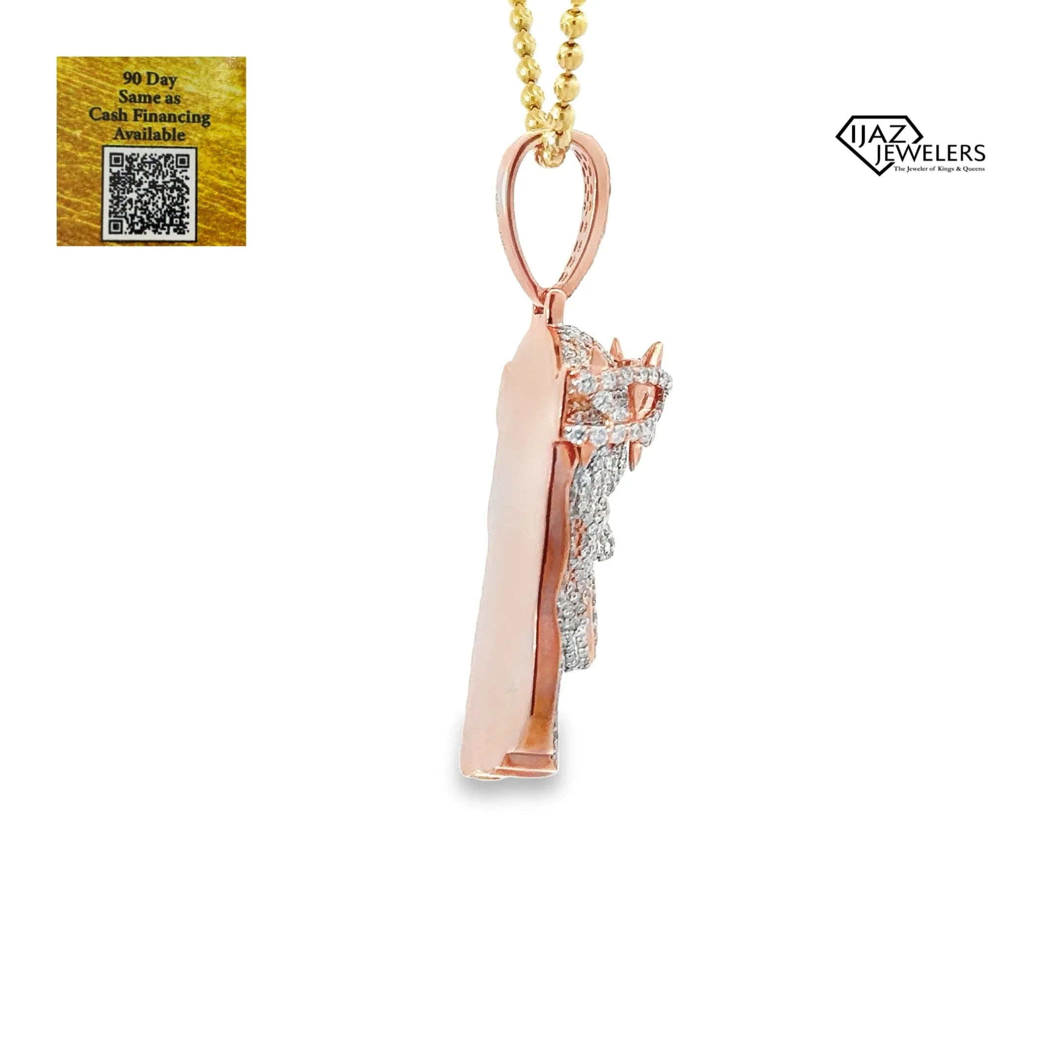 10K Rose Gold 3.35 CTW Diamond Jesus Charm