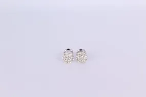 10K White Gold Flower Cluster Earrings .740Ctw