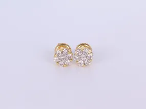 10K Yellow Gold Flower Cluster Earrings .700Ctw