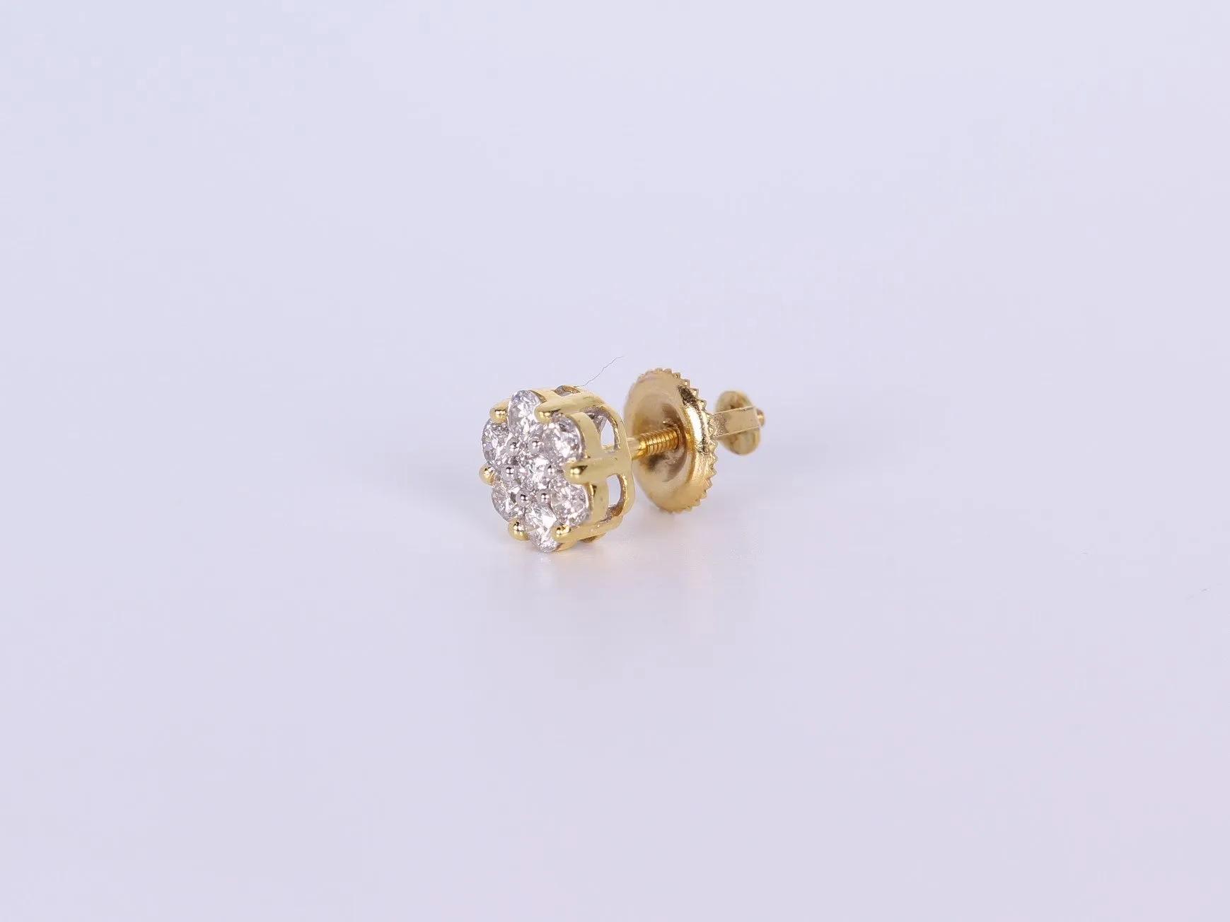 10K Yellow Gold Flower Cluster Earrings .700Ctw