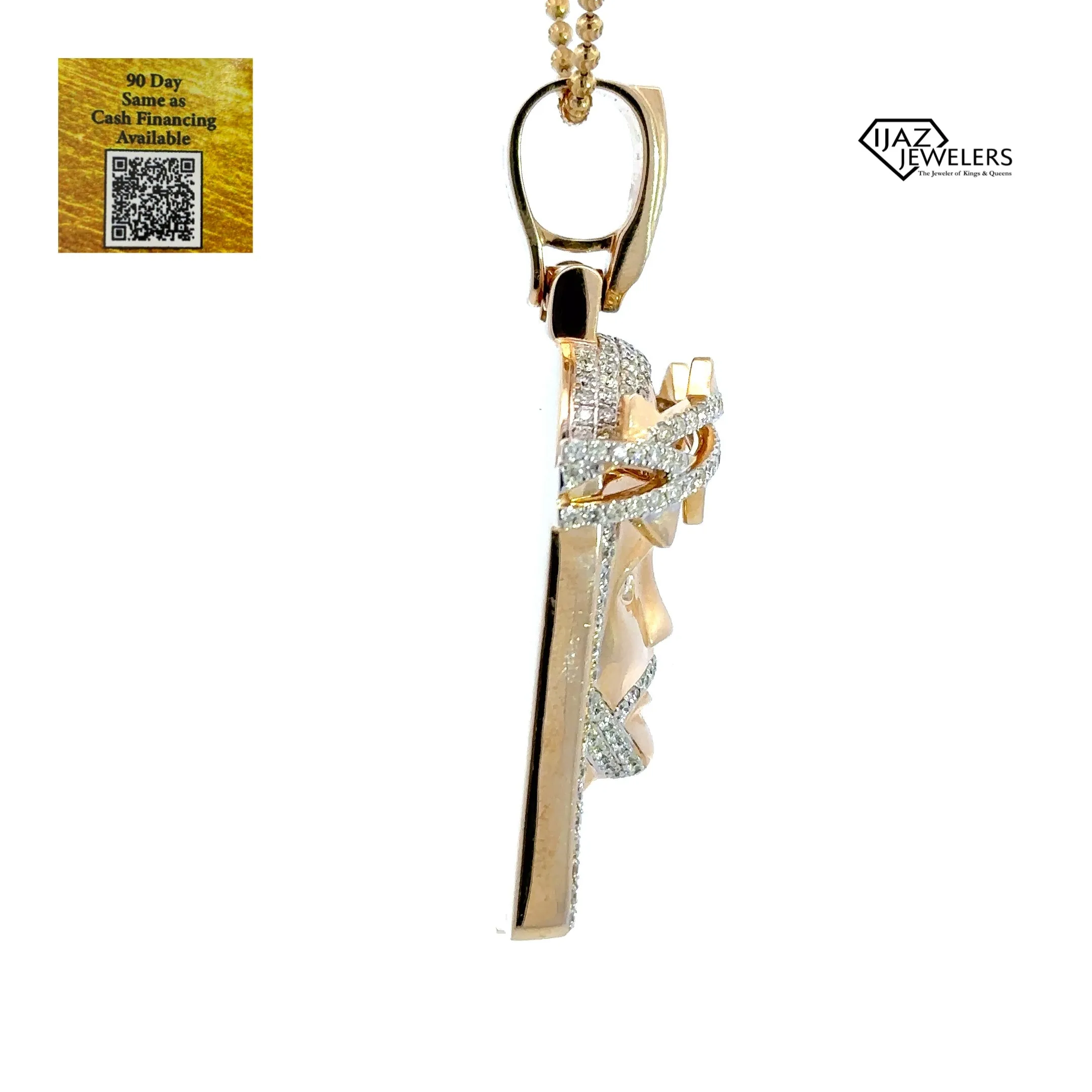 14K Gold 3.50 CTW Diamond Jesus Charm