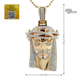 14K Gold 3.50 CTW Diamond Jesus Charm