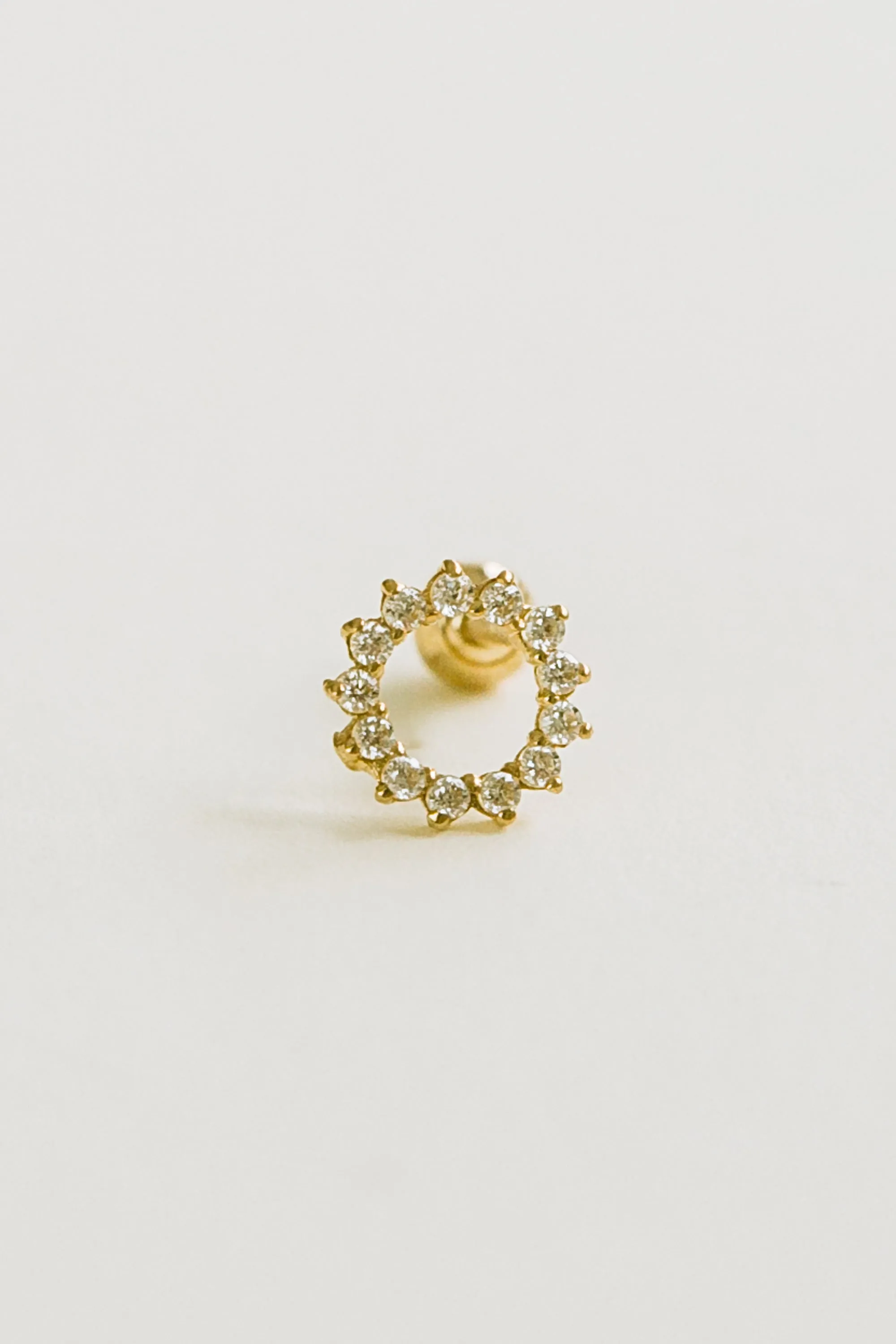 14k Gold Cubic Sun Pendant Barbell Ear Stud Piercing