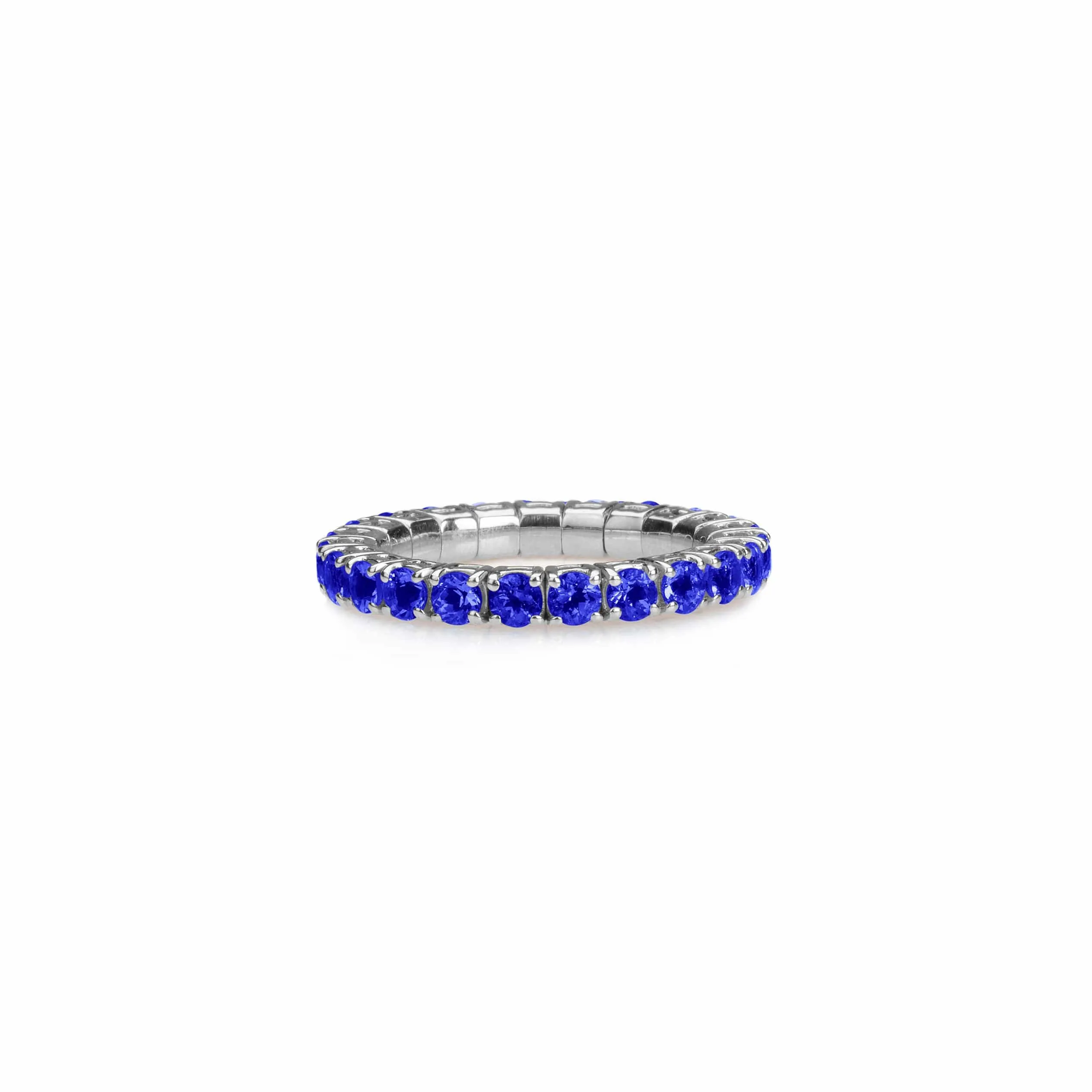 18K Gold Stretch & Stack Blue Sapphire Eternity Rings, .6-3.0 Carats