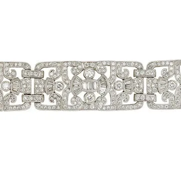 18K White Gold Vintage Style Diamond Bracelet