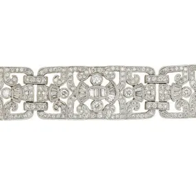 18K White Gold Vintage Style Diamond Bracelet