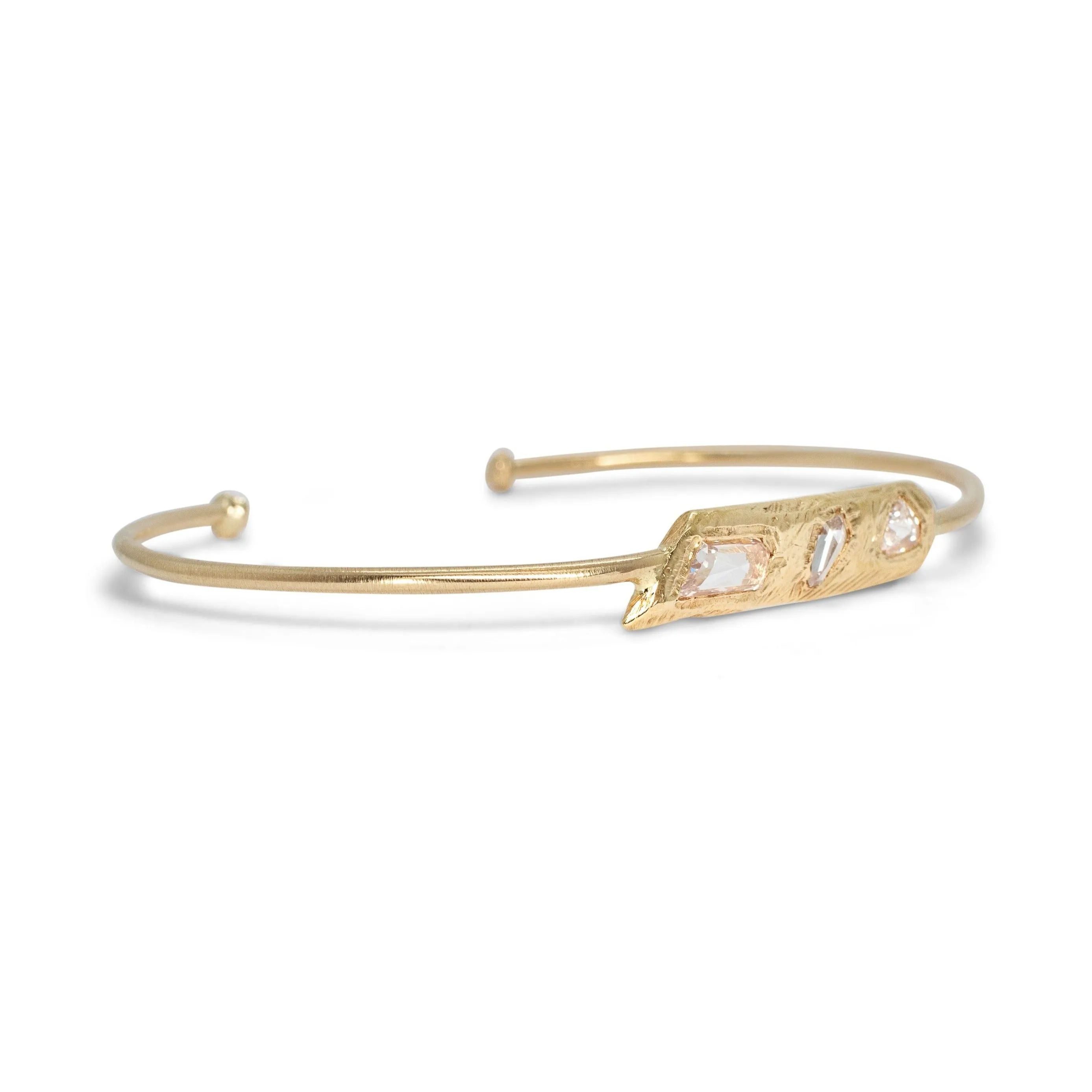 18KT Three Diamond Cuff Bracelet