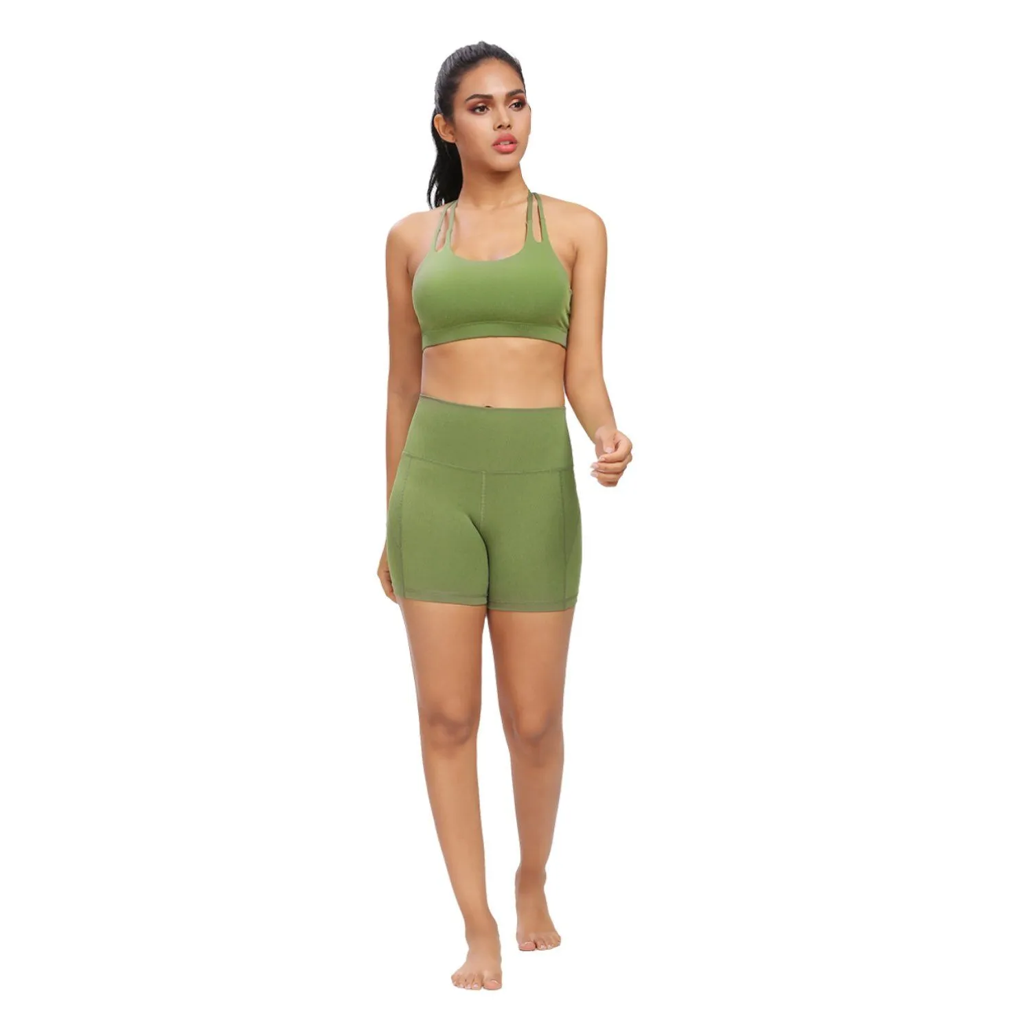 4.5" Inseam Shorts Mid-Waist Seamless Waisted