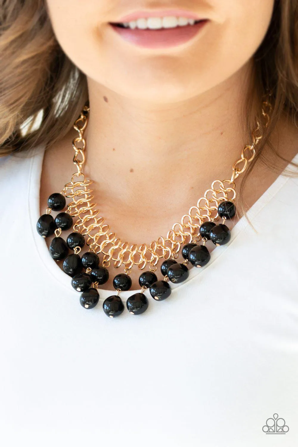 5th Avenue Fleek Black and Gold Necklace - Paparazzi Accessories