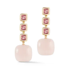 A & Furst - Gaia - Drop Earrings with Pink Tourmaline and Pink Opal, 18k Yellow Gold