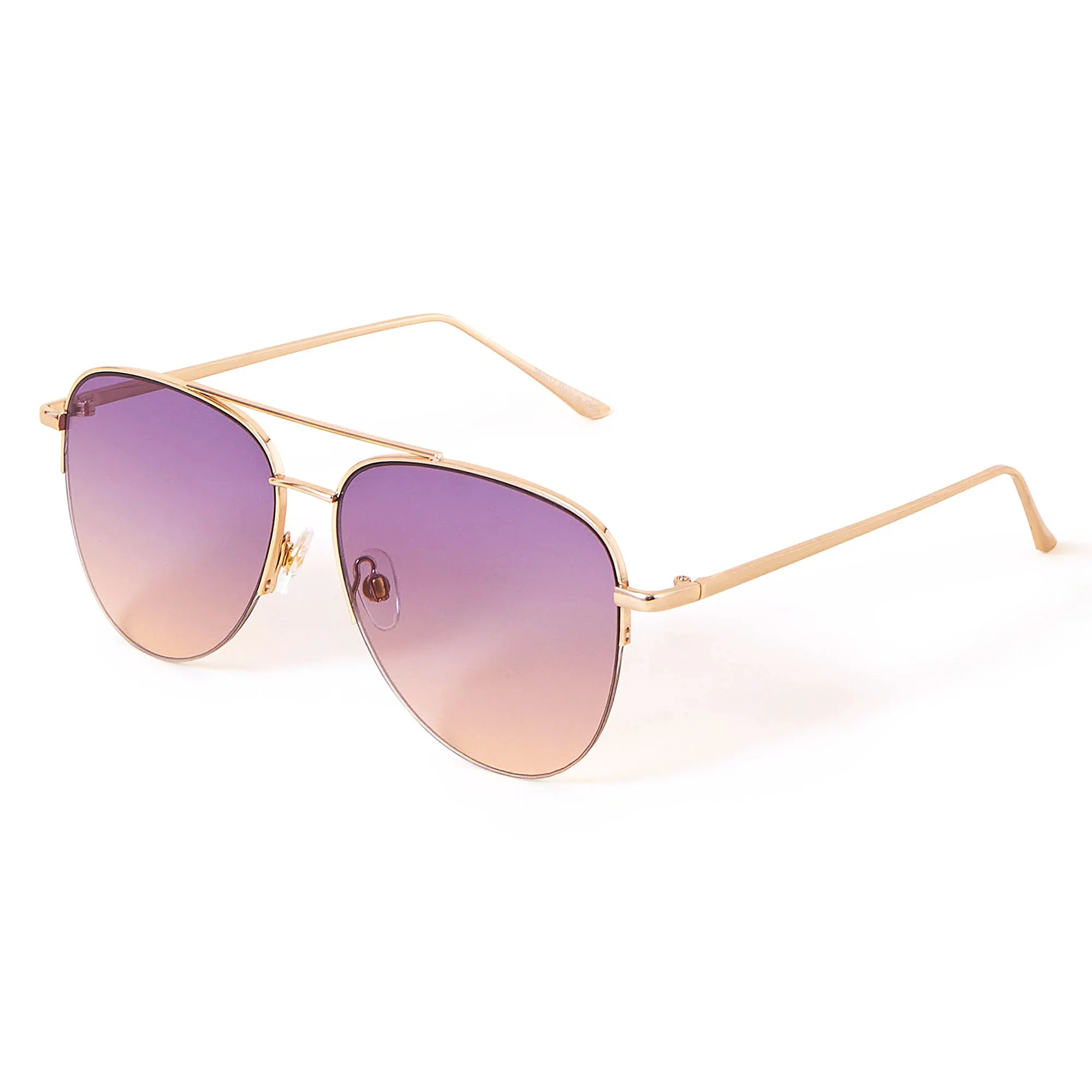 Accessorize London Women's Purple Half Frame Aviator Sunglasses