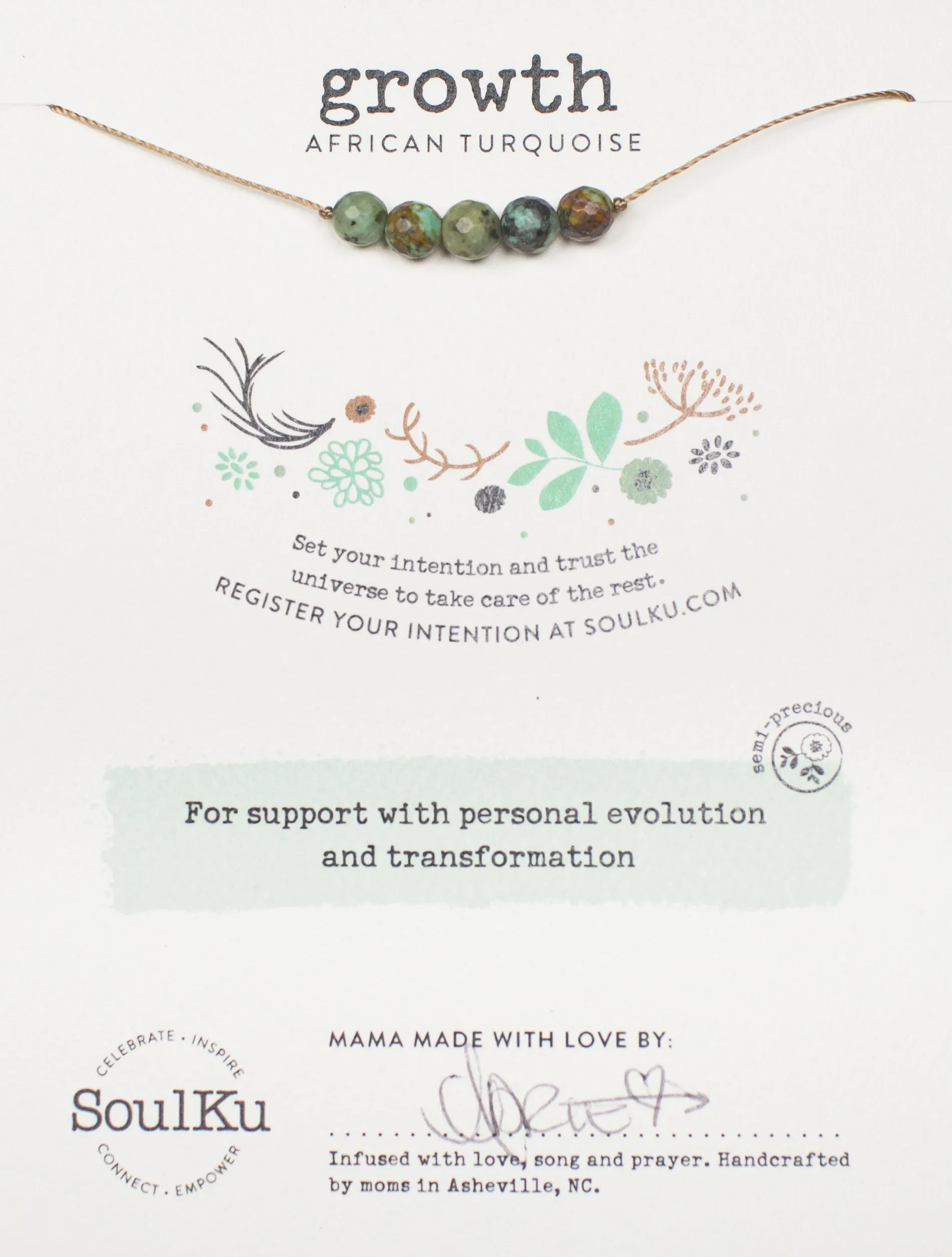 African Turquoise Intention Necklace for Growth