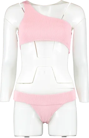 Alexandra Miro Pale Pink 3 Piece Ribbed Bikini Set UK XS