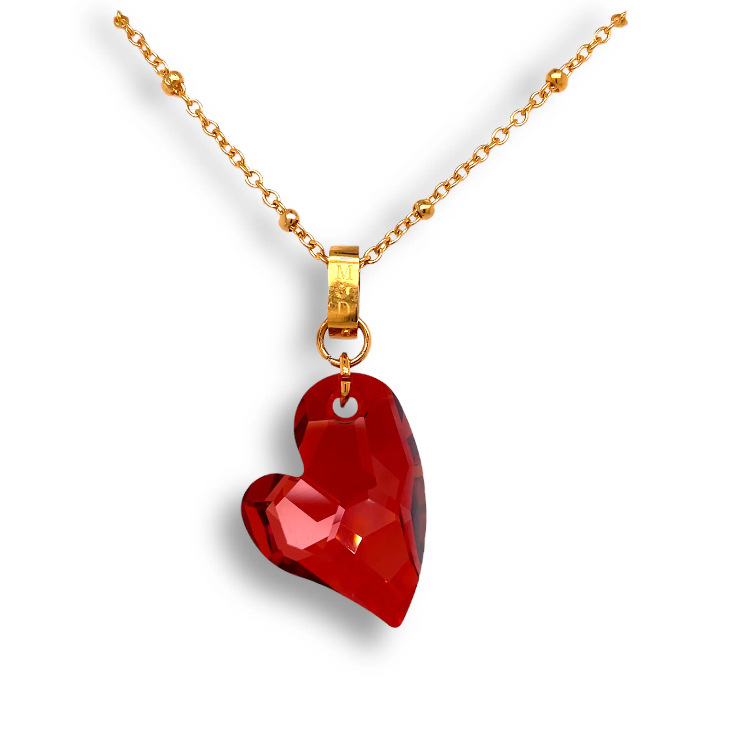 Ari Medium Cupid Crystal Heart Necklace