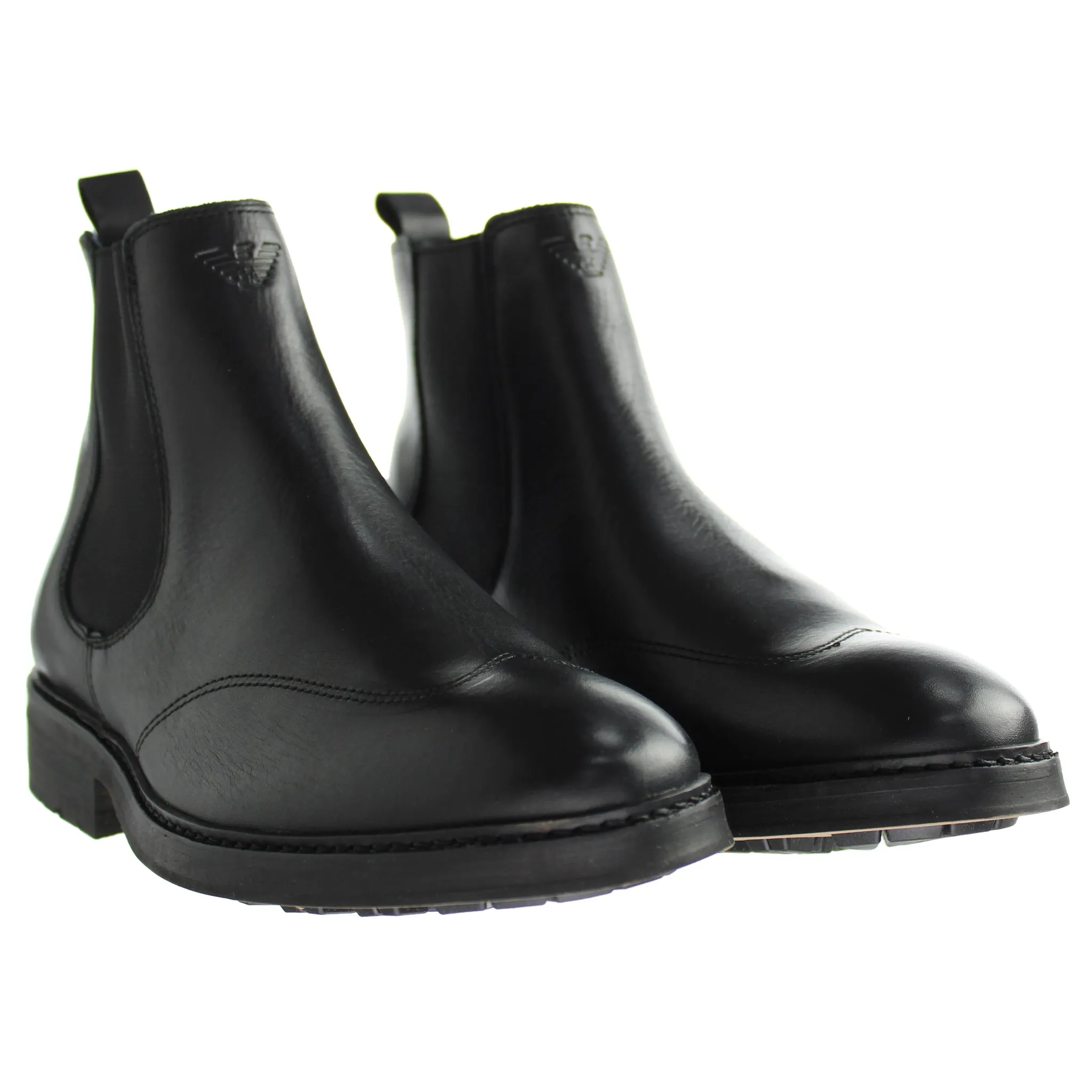 Armani Jeans Black Leather Womens Boots