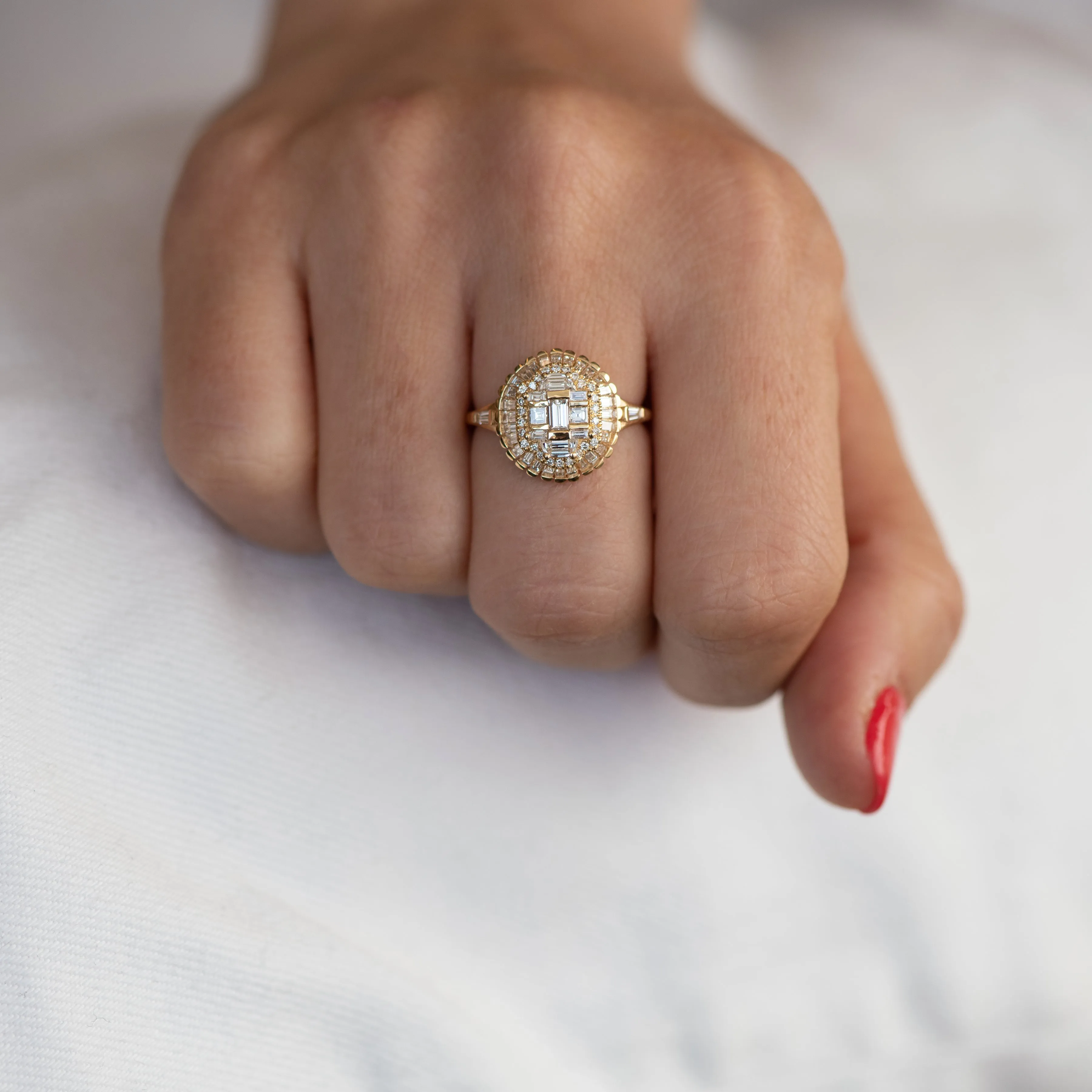 Art Deco Lions Mane Diamond Ring