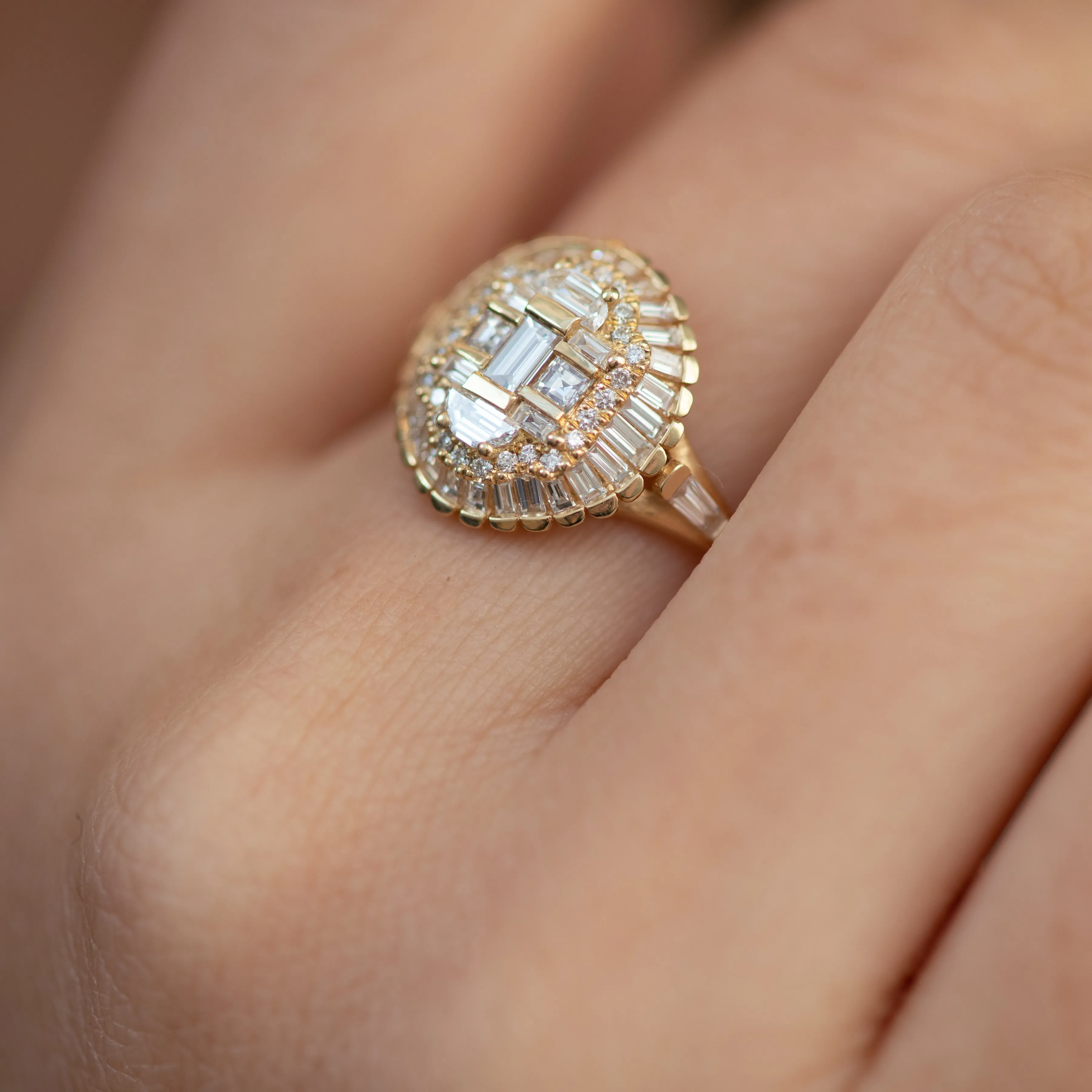 Art Deco Lions Mane Diamond Ring