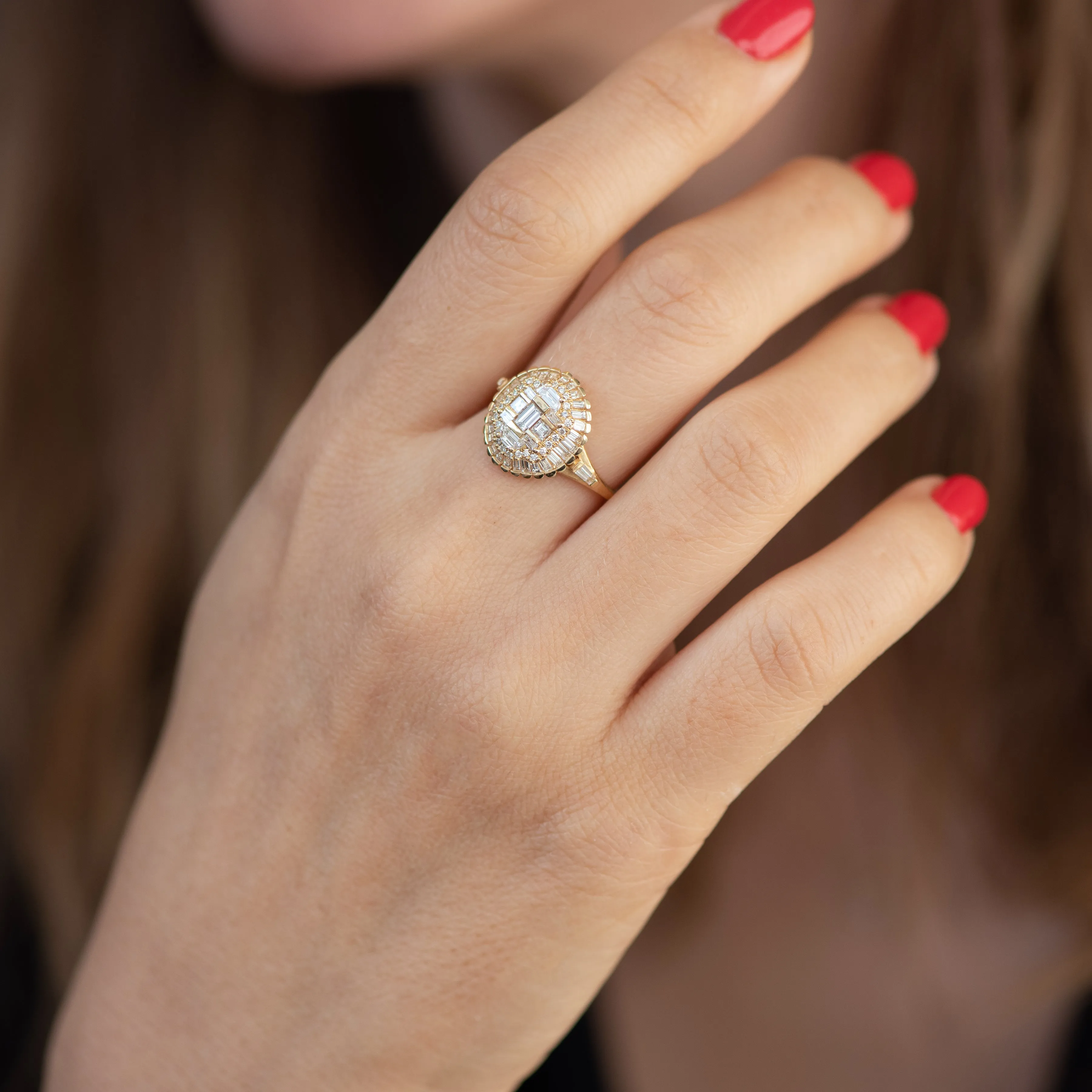 Art Deco Lions Mane Diamond Ring