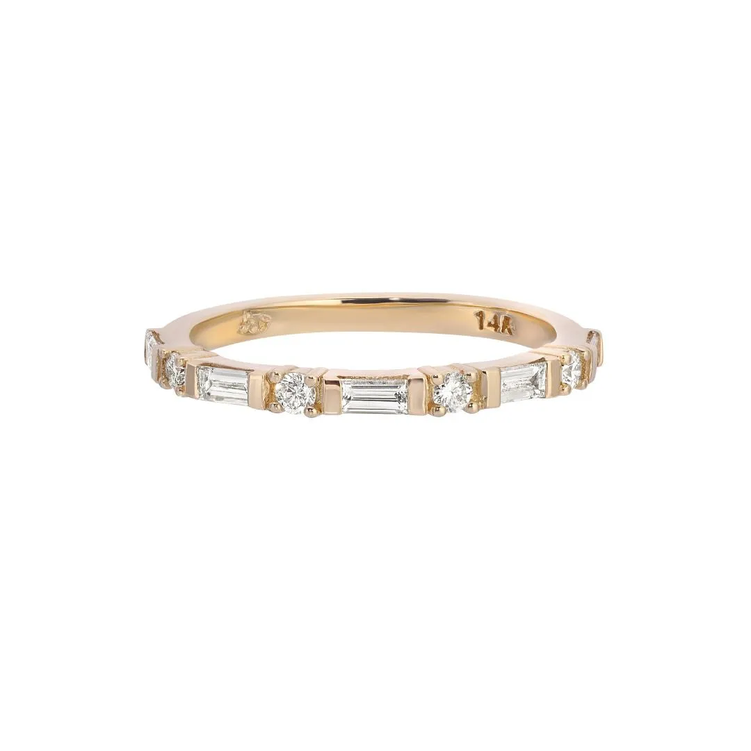 Baguette Round Diamond Half Eternity Band