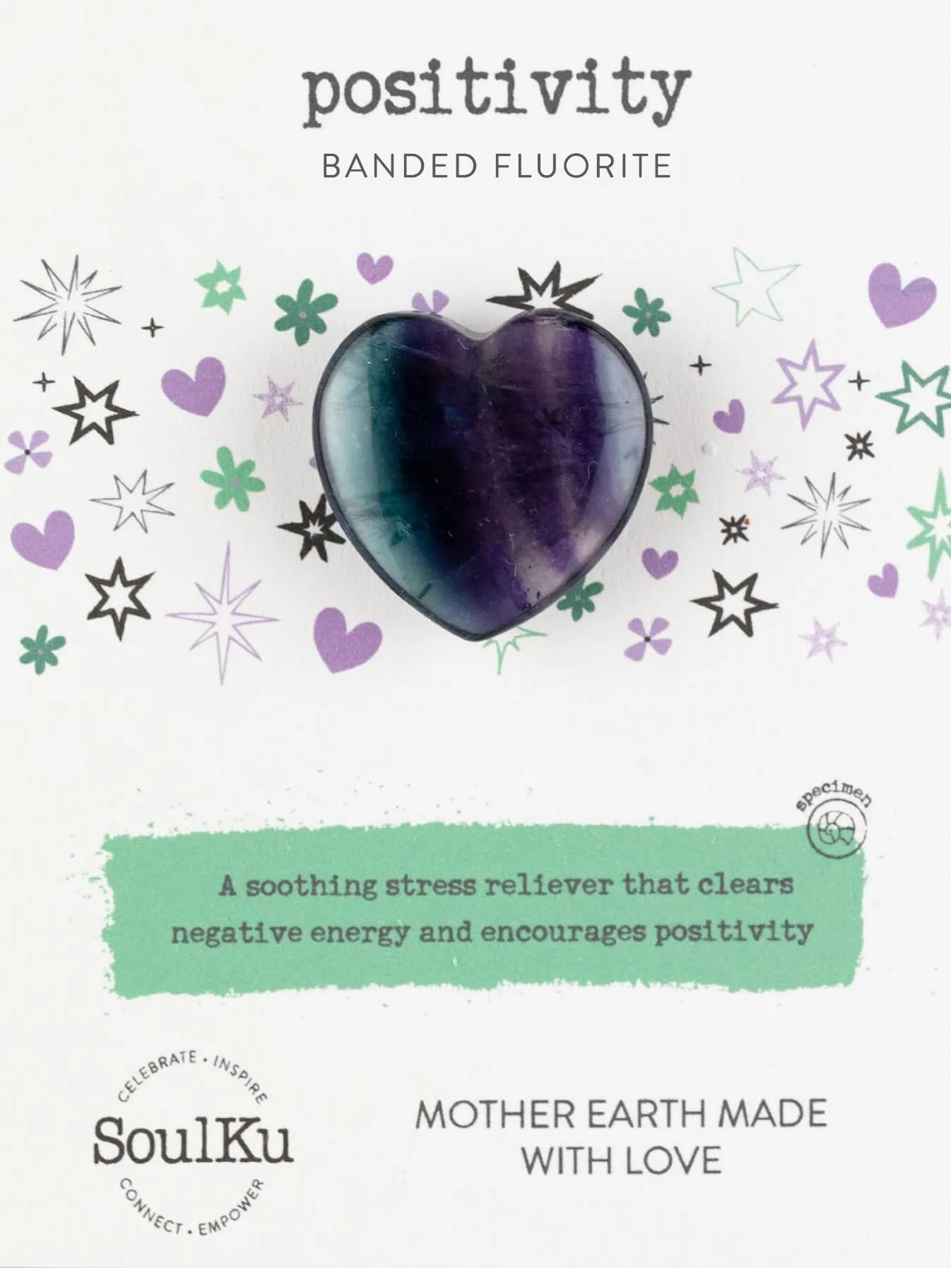 Banded Fluorite Mini Heart for Positivity