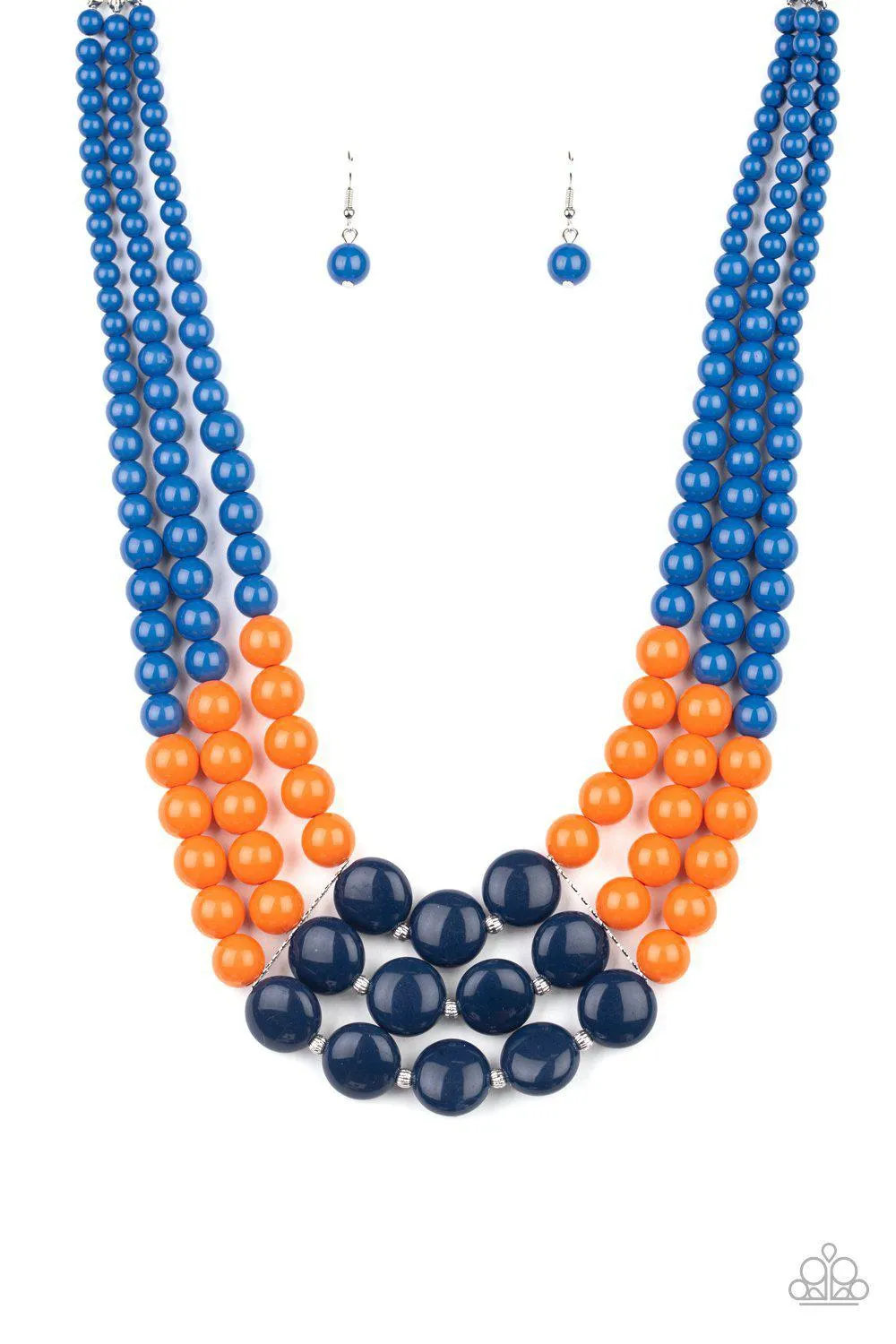 Beach Bauble Blue and Orange Necklace - Paparazzi Accessories