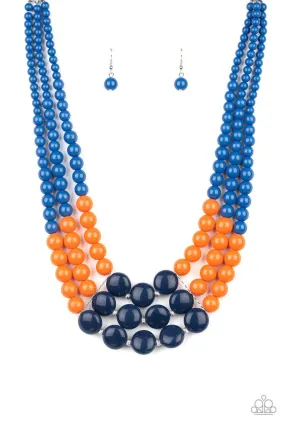 Beach Bauble Blue and Orange Necklace - Paparazzi Accessories