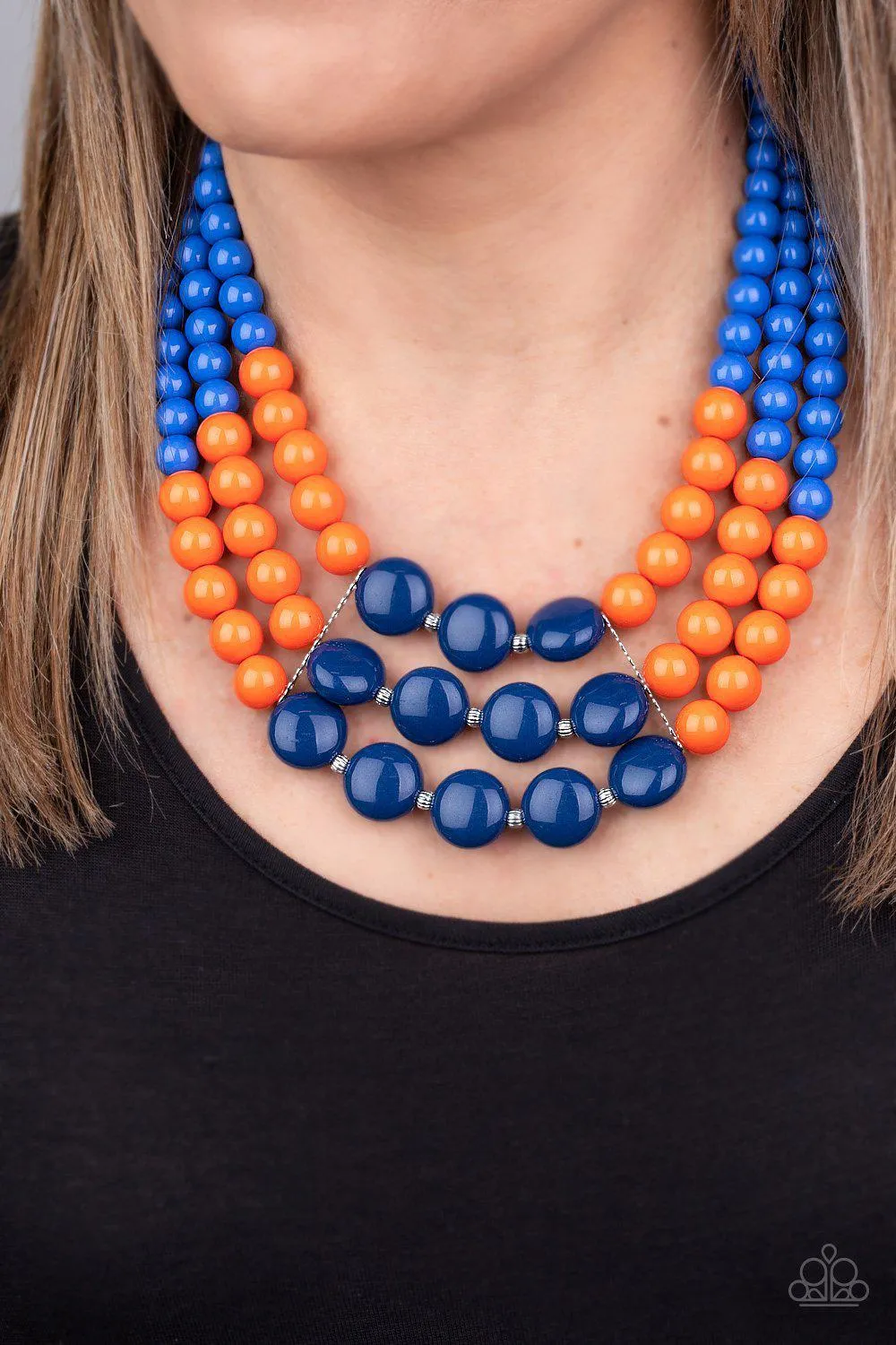 Beach Bauble Blue and Orange Necklace - Paparazzi Accessories