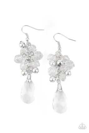 Before and AFTERGLOW White and Silver Earrings - Paparazzi Accessories