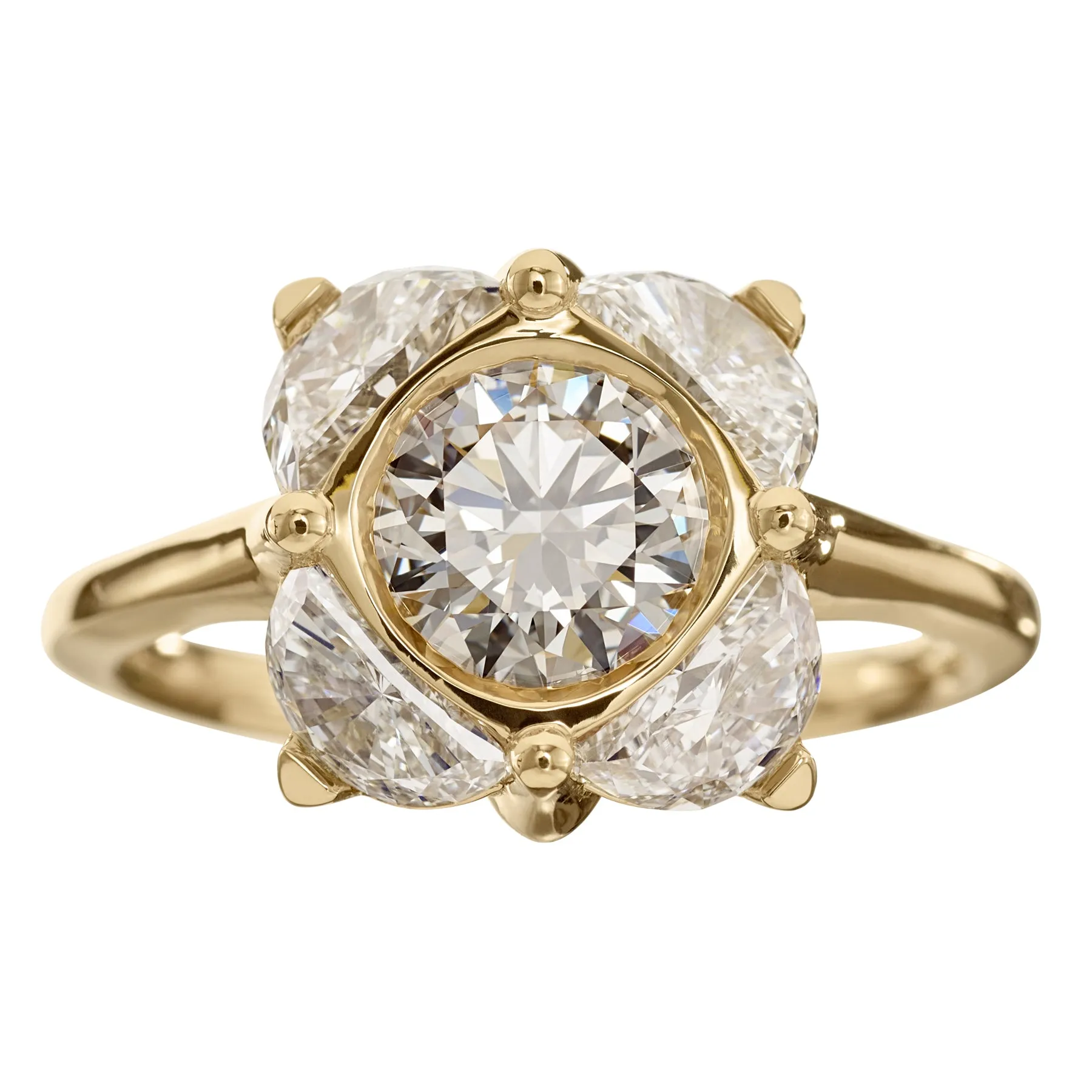 Bellflower Brilliant & Half Moon Diamond Engagement Ring