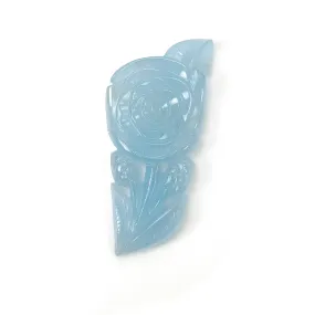 BLUE AQUAMARINE Gemstone Carving  : 70.70cts Natural Untreated Aqua Both Side Hand Carved Rose Flower Shape 57*26mm