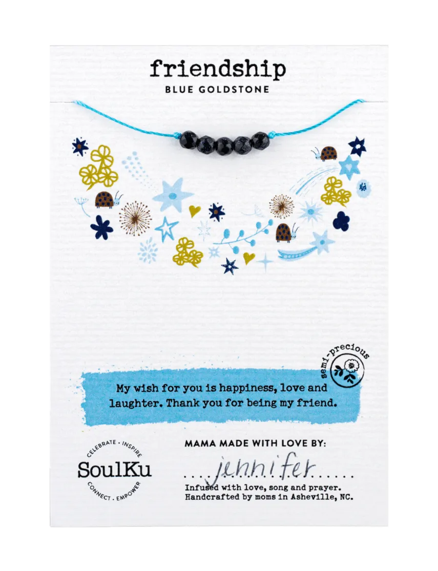 Blue Goldstone Little Wishes KIDS Necklace for Friendship