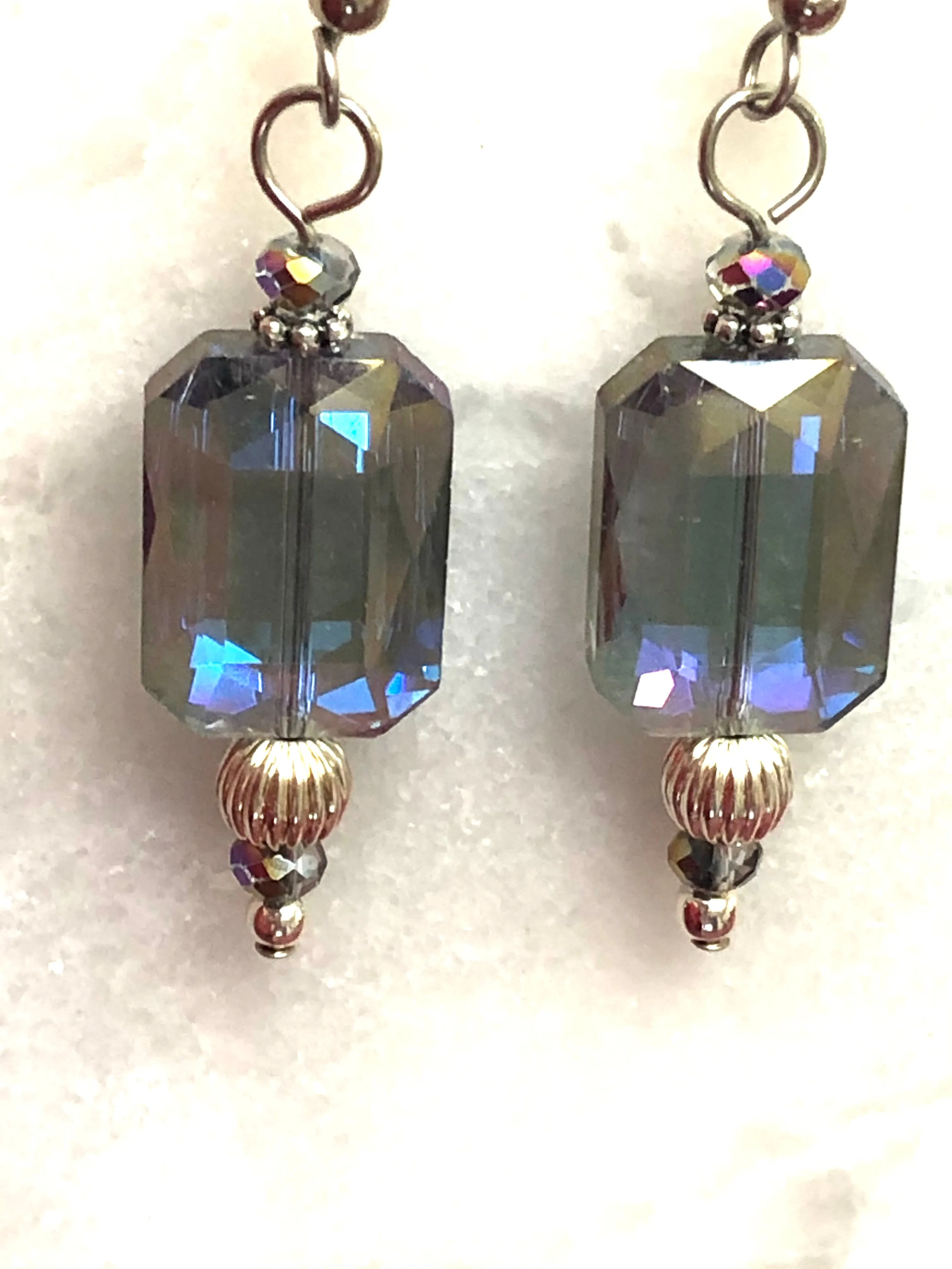 Blue Iridescent Earrings