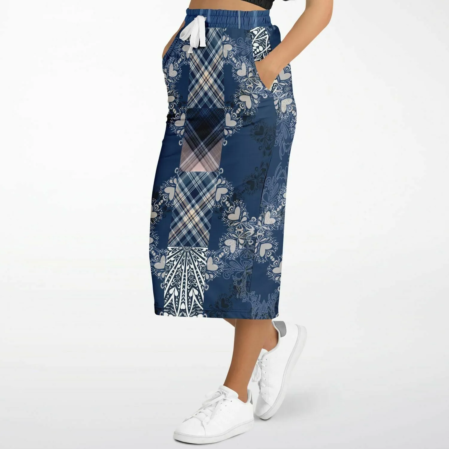 Blue Mystic Eco-Poly Long Pocket Skirt