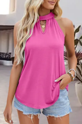 Bohemian Blouse Tied Cutout Grecian Neck Tank