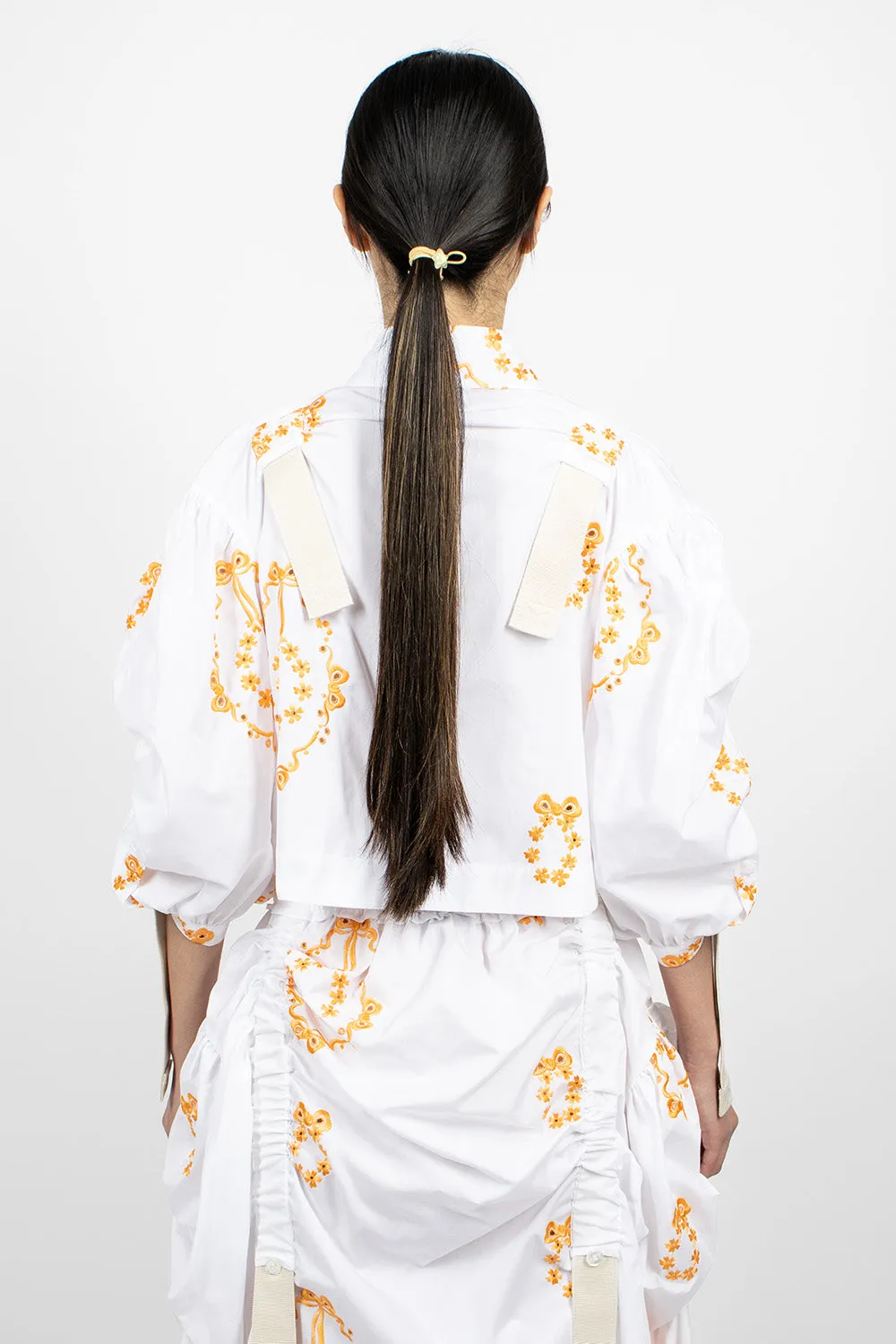 Bow Wreath Slider Shirt White/Clementine