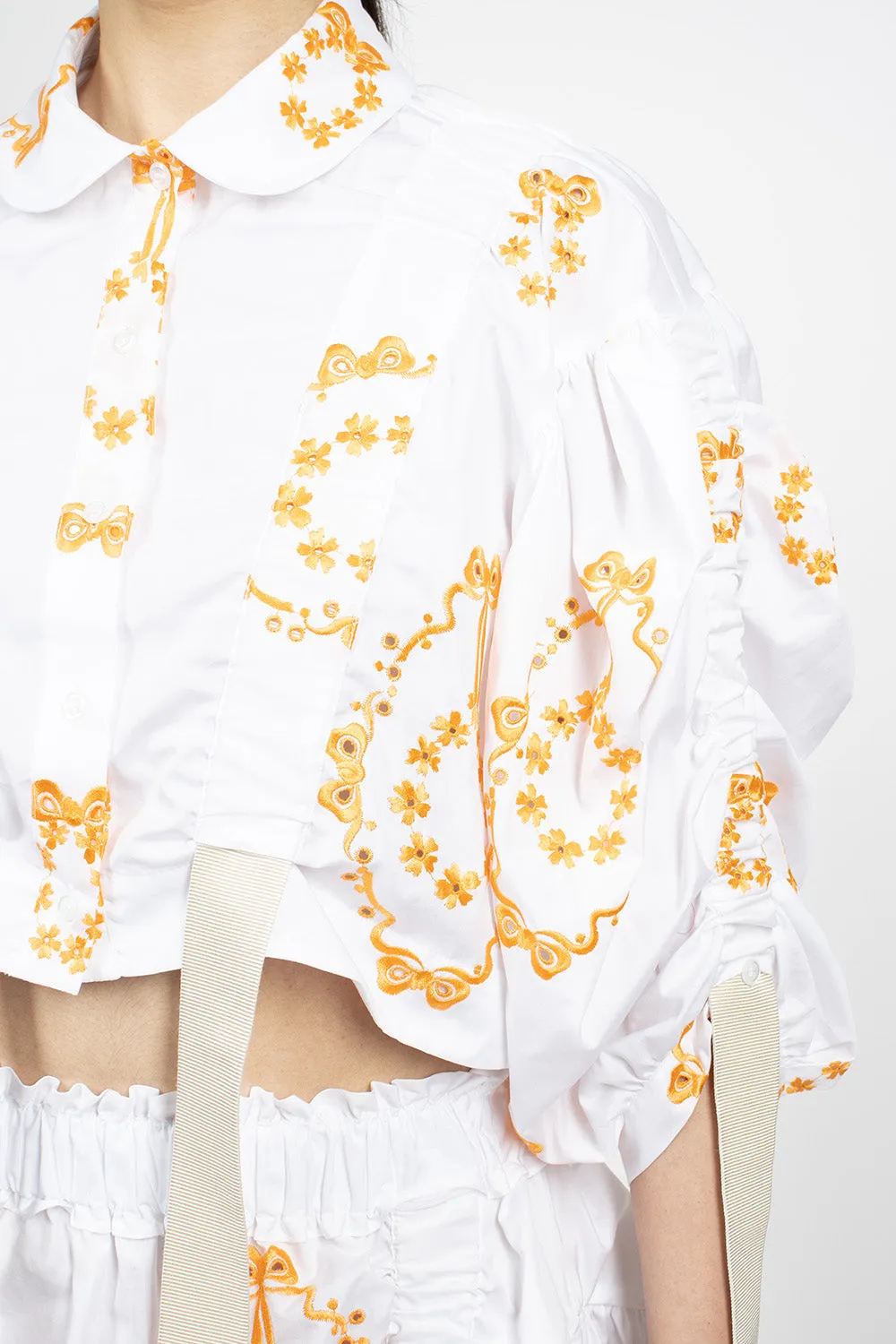 Bow Wreath Slider Shirt White/Clementine