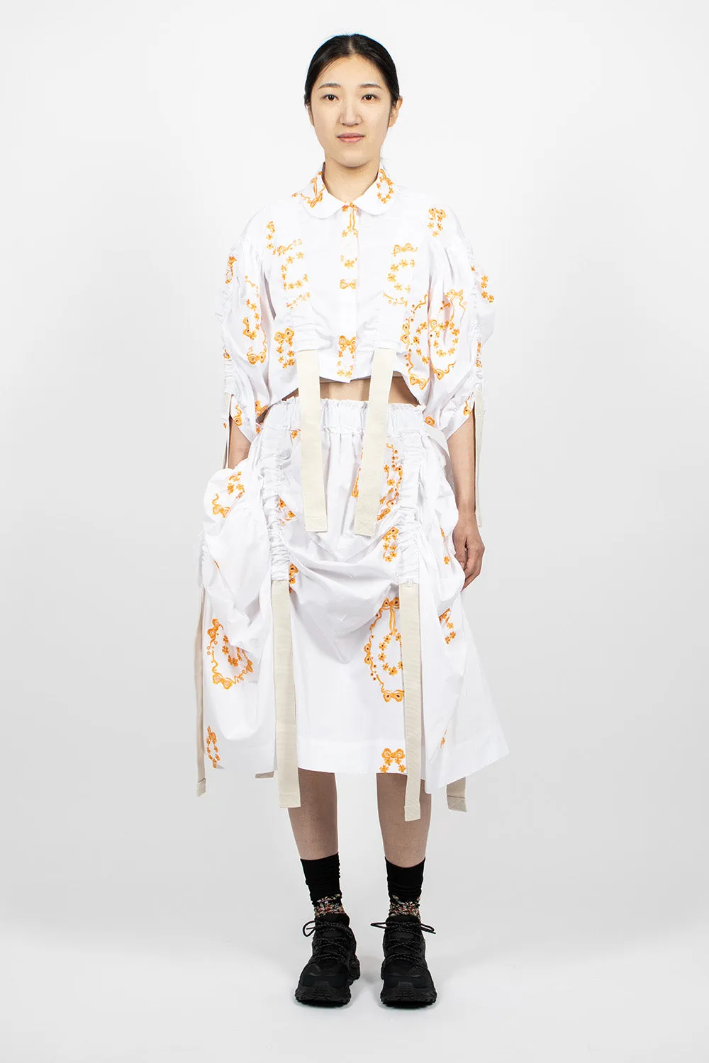 Bow Wreath Slider Shirt White/Clementine